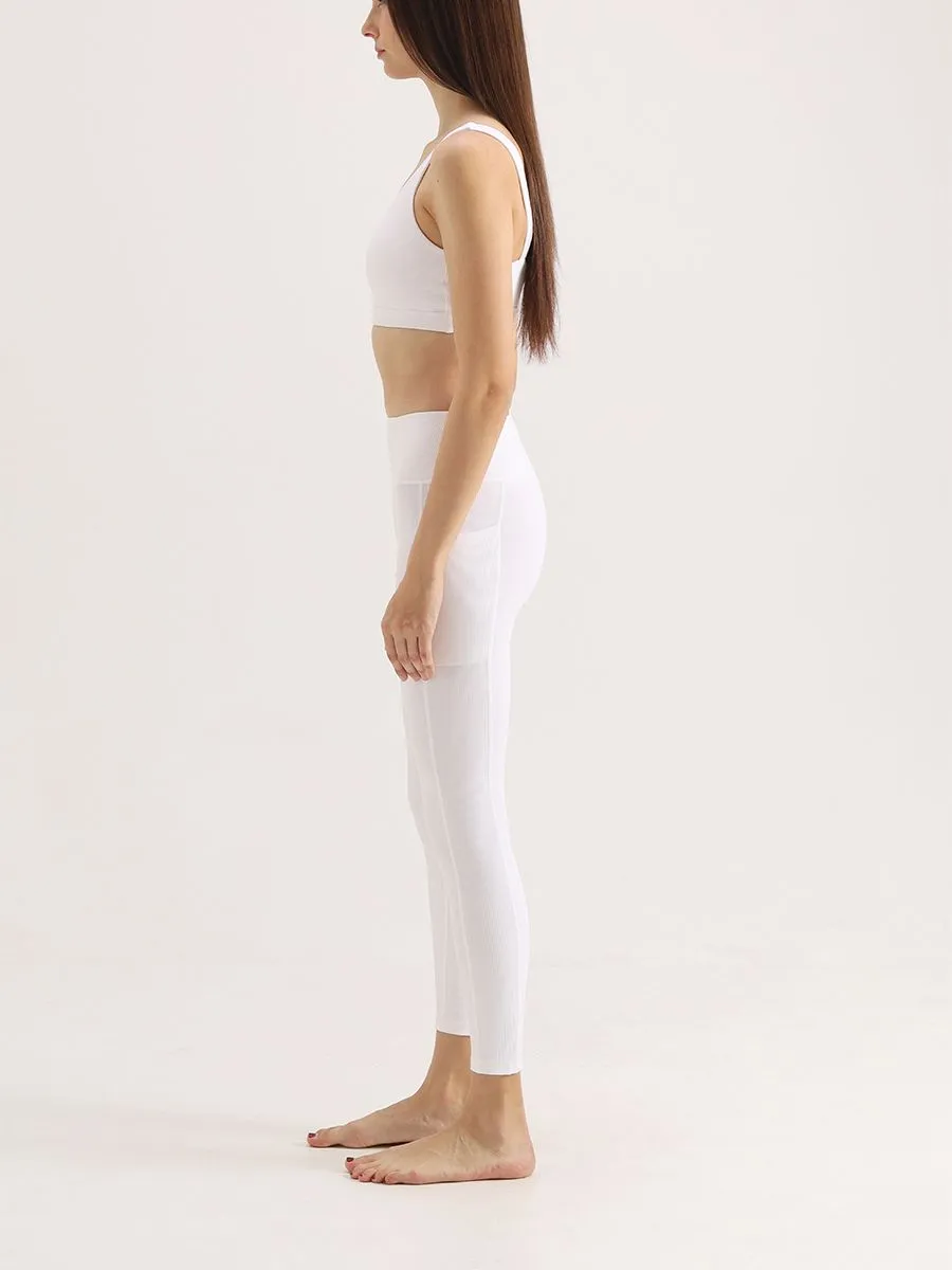 NAPIYONG JUDY RIBBED LEGGINGS IN WHITE