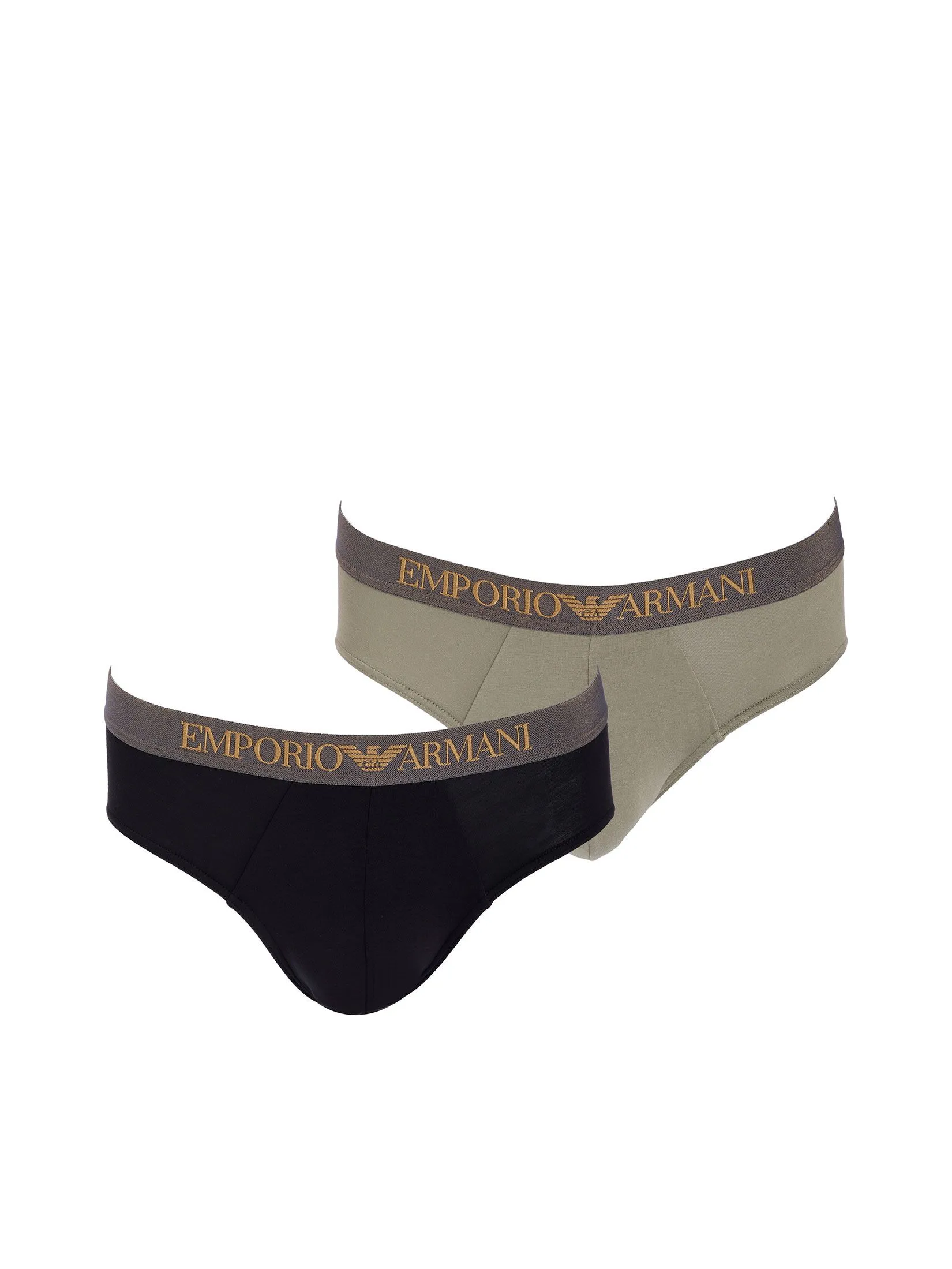 EMPORIO ARMANI Men Underwear Brief 2 Pack SS25 M7003 Vetiver / Black