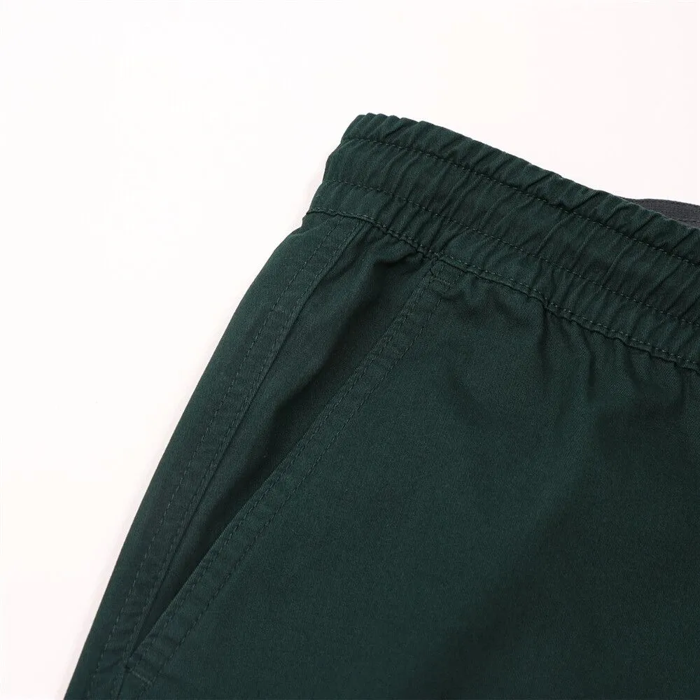 GIORDANO Green Men's Mid-Rise Slim Fit Elastic Waist Twill Bermuda Shorts