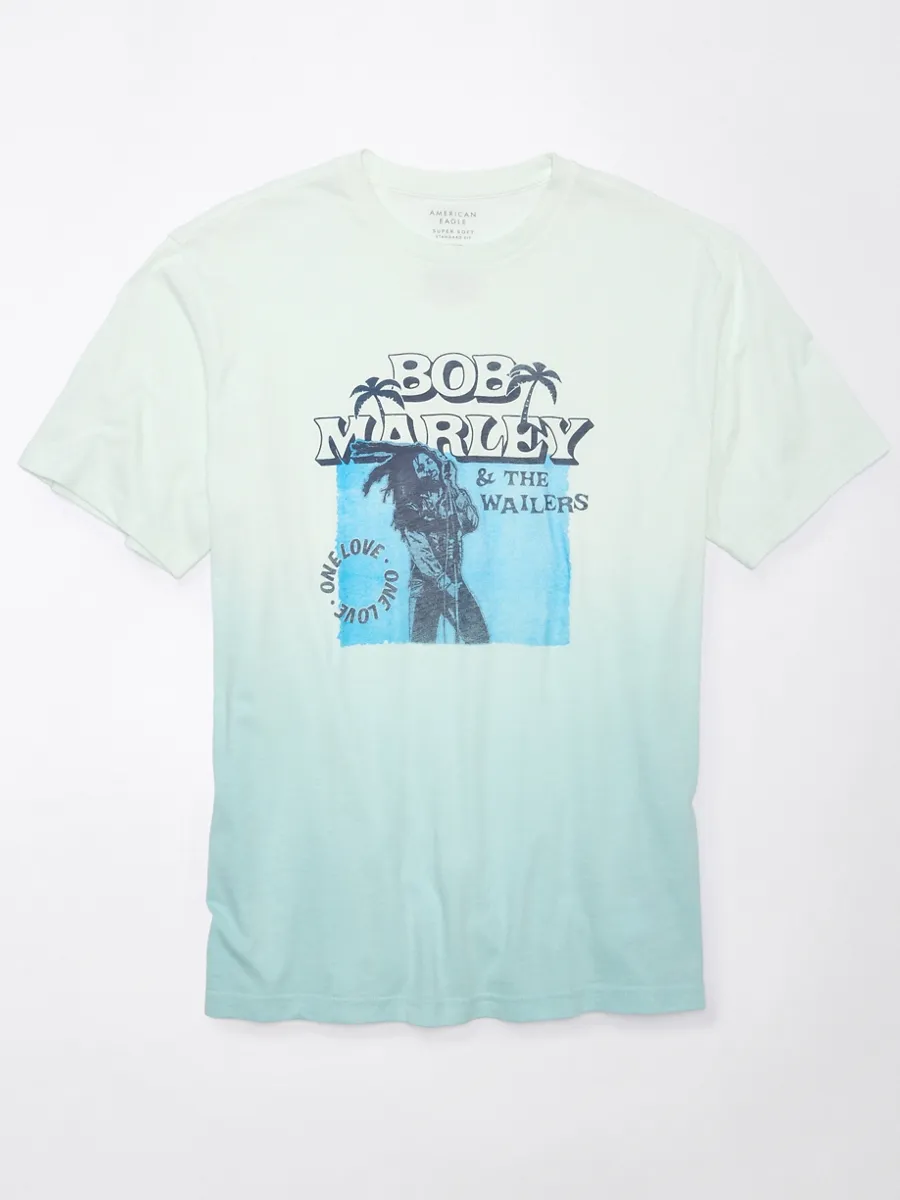 AMERICAN EAGLE MEN G SS MARLEY SET IN TEE- PC DYE + DIP + MAGIC WHITE TUMBLE 401 LIGHT BLUE