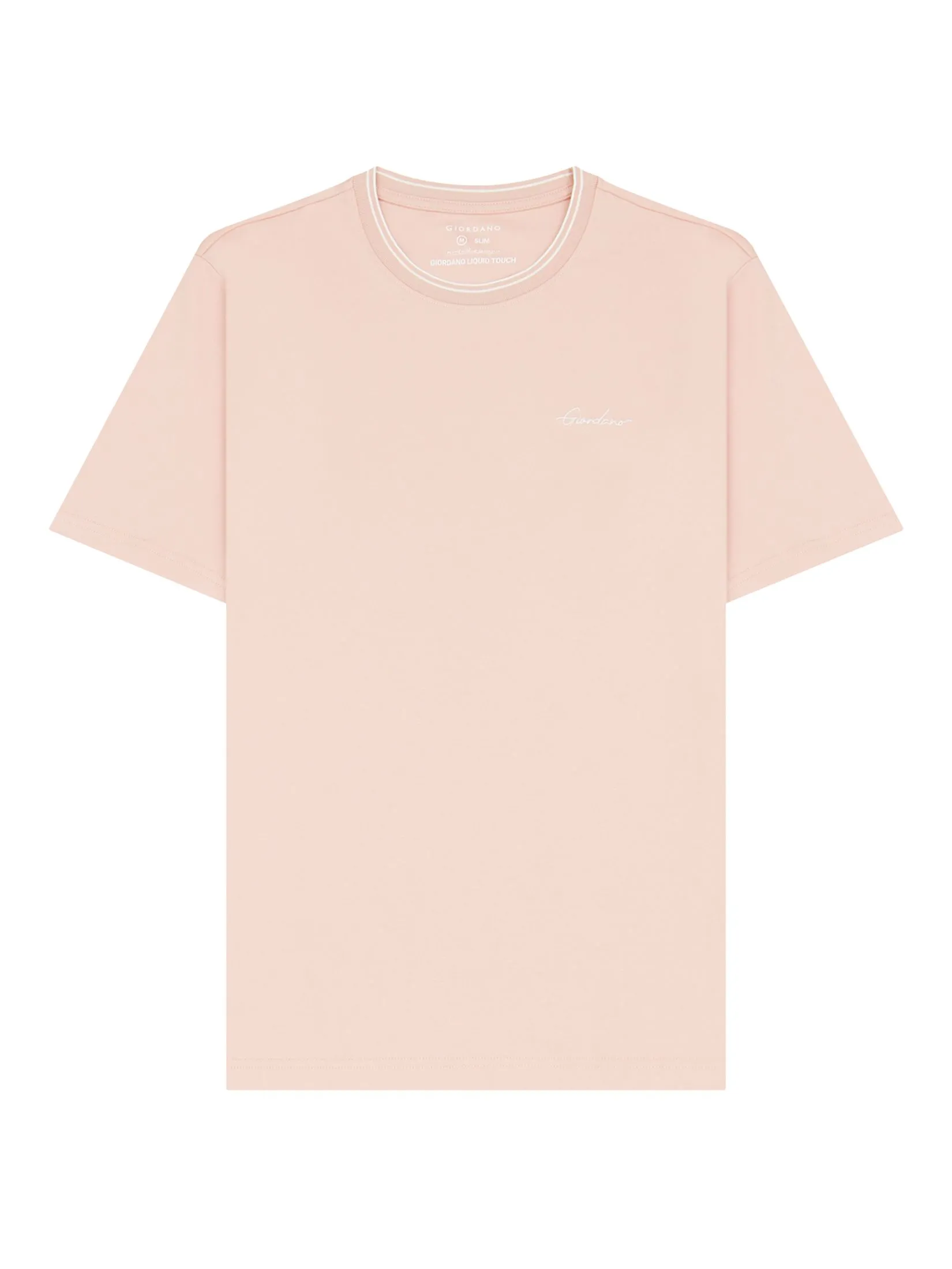 GIORDANO Men's Slim Interlock Signature Tee (Liquid Touch) Evening sand pink