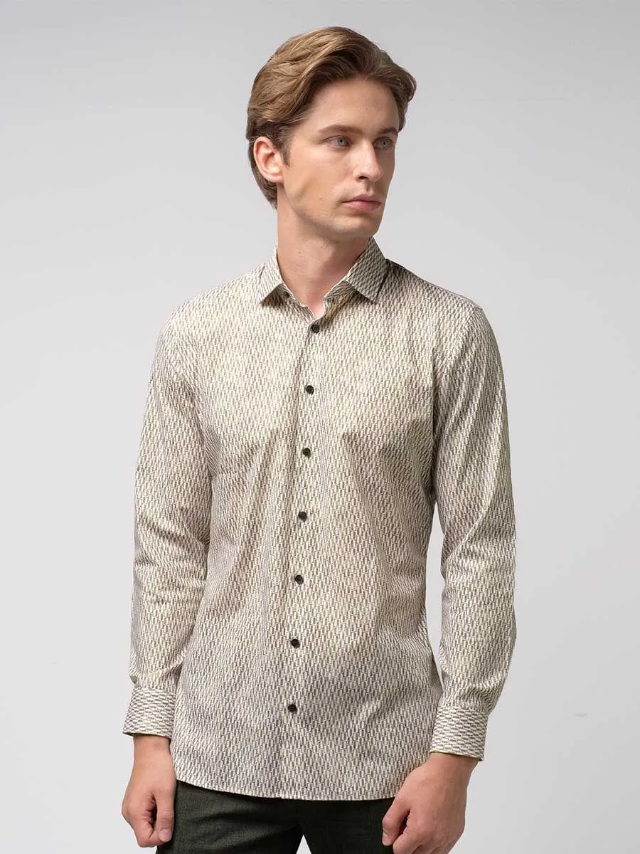 OLYMP MEN SHIRT LONG SLEEVES BUSINESS SHIRT SUPER SLIM  FIT EASY IRON  BROWN