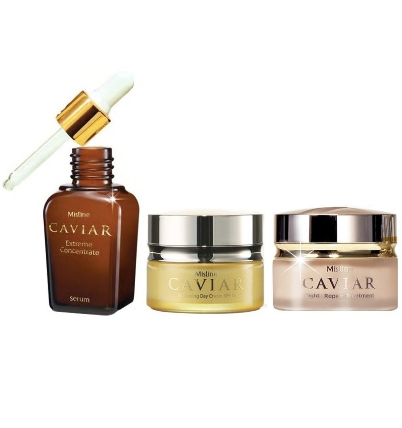 Сыворотка + ночной и дневной крем с черной икрой Caviar Mistine