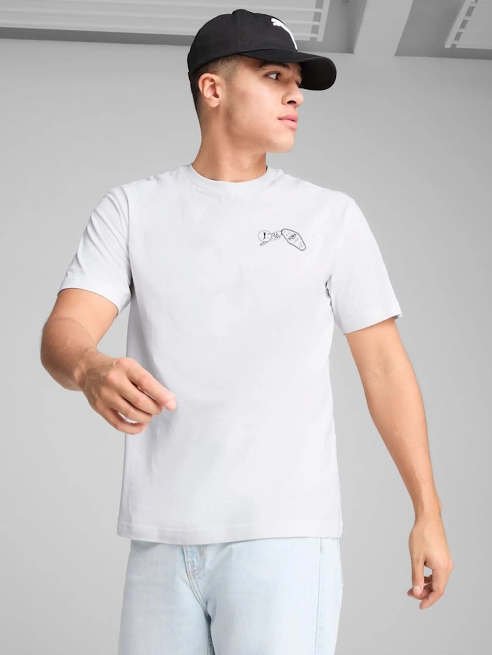 PUMA Men T-Shirt Graphics Hotel Relaxed Puma White