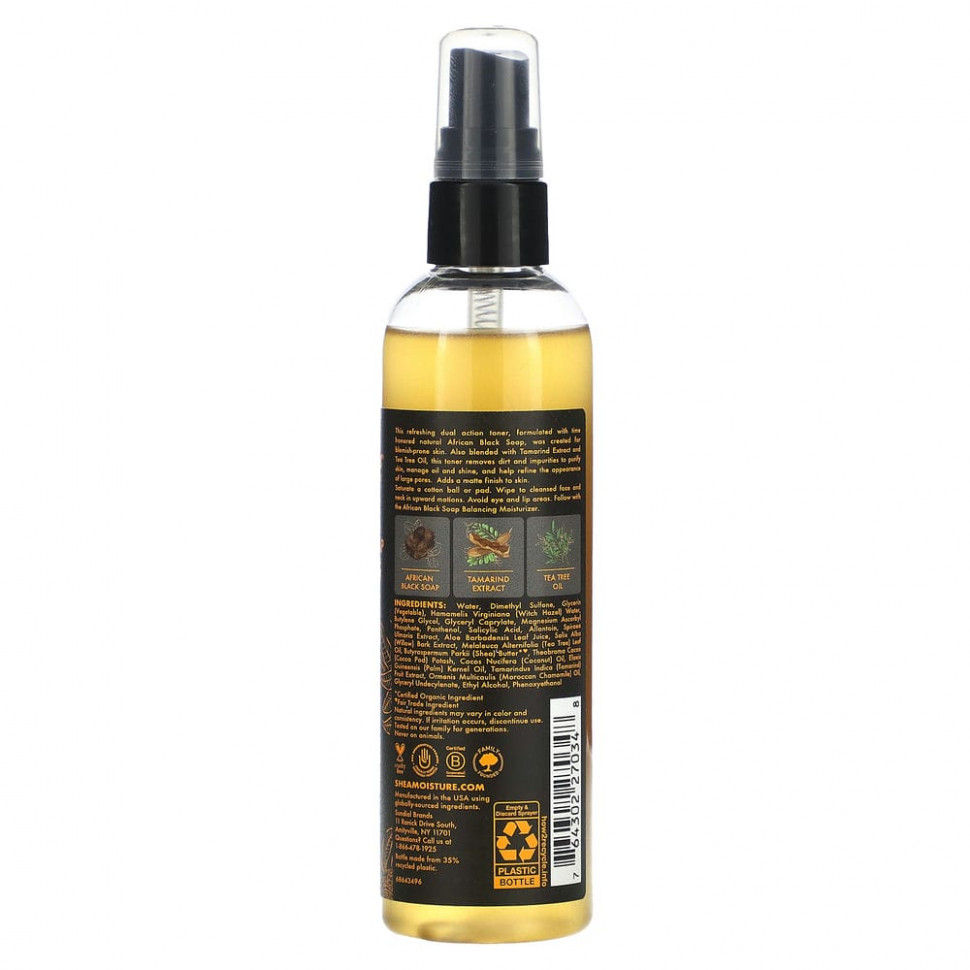 SheaMoisture, African Black Soap, очищающий тоник с экстрактом тамаринда и чайным маслом, 121 мл (4,1 жидк. Унции)
