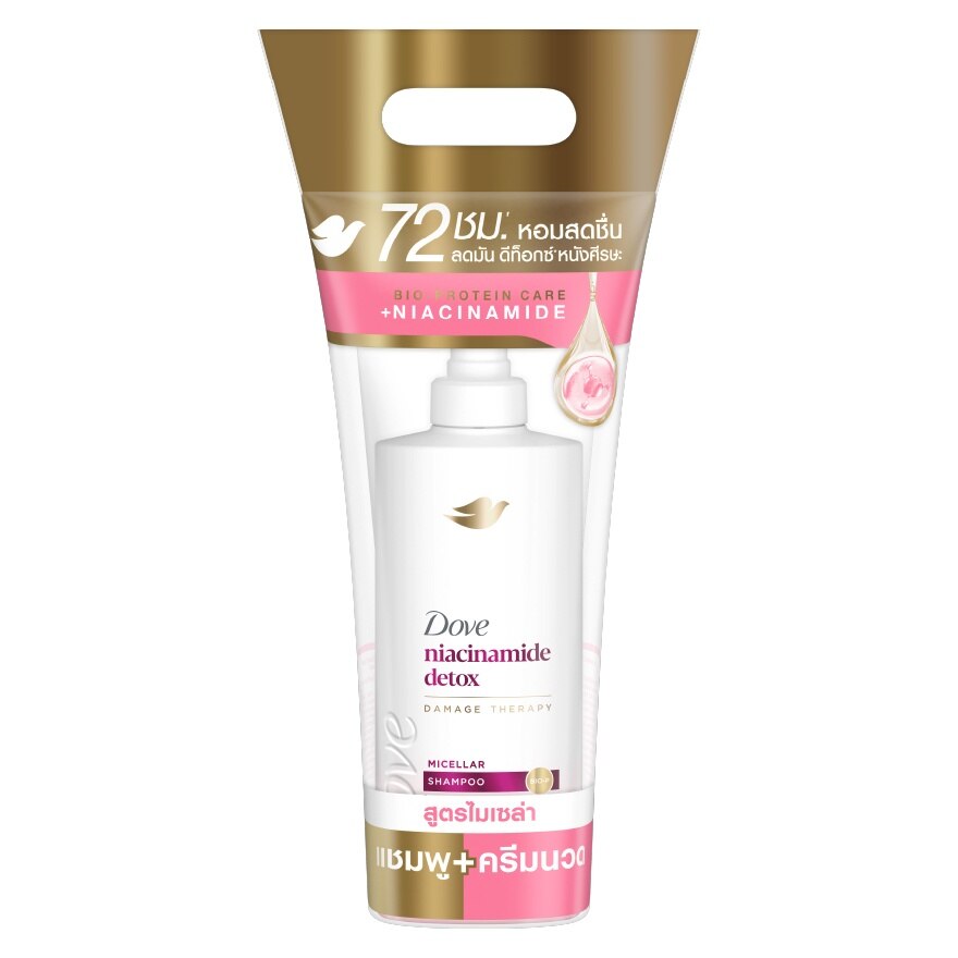 Dove Micellar Niacinamide Detox Shampoo 360 Ml.+ Conditioner 330 Ml. - Pink