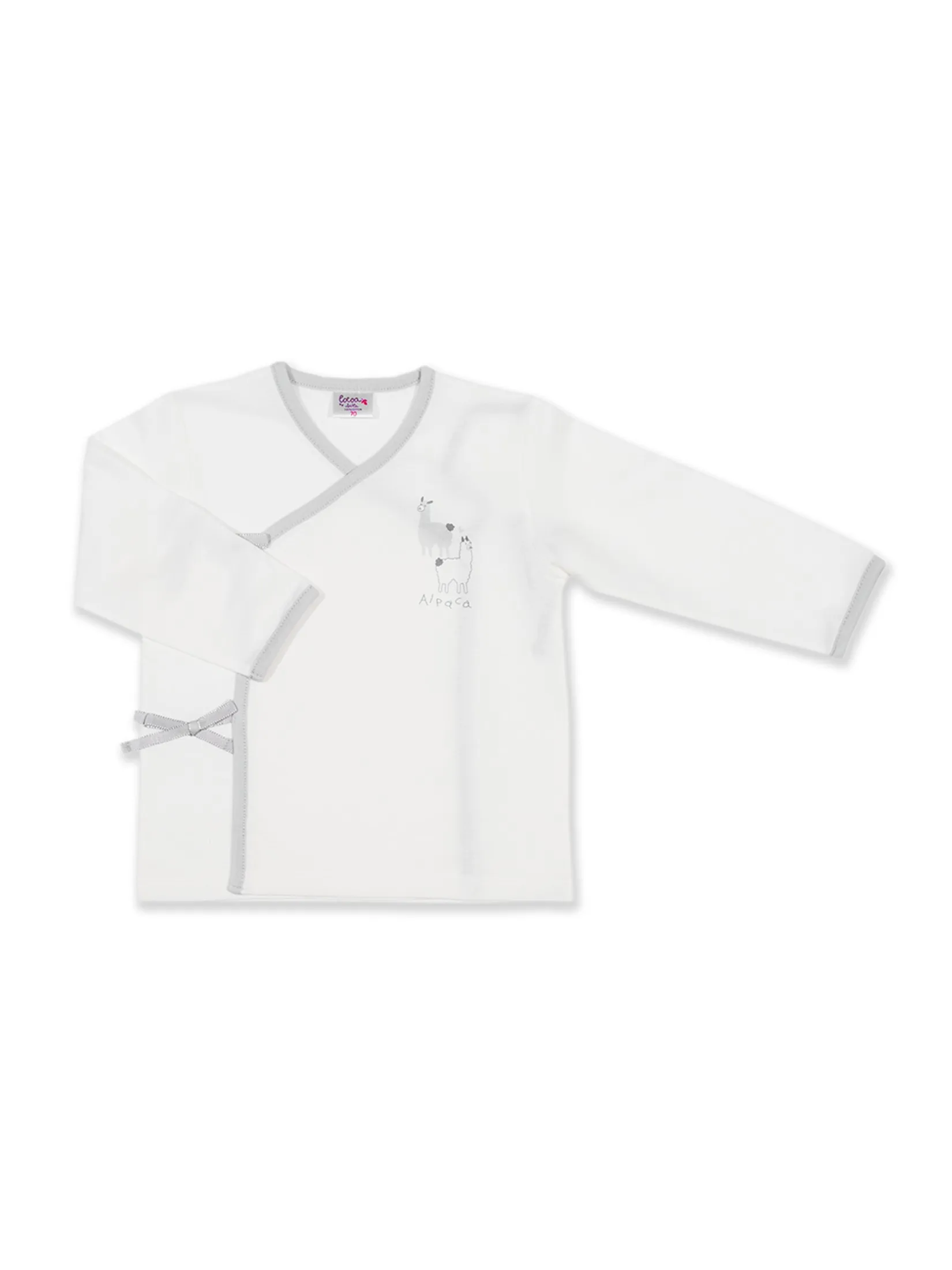 AUKA Gray ,Infant Long-sleeved Wrapper Vest  ,Auka Cocoa Alpaca. Size - 50