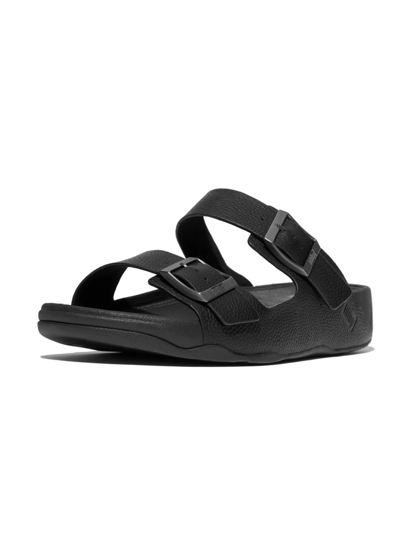 FitFlop™ MEN'S GOGH MOC BUCKLE TUMBLED SLIDES BLACK