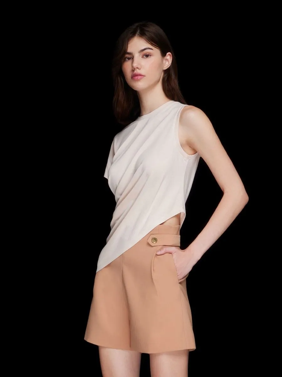 ASV (AW23) Riley Asymmetric Draped Women Top  Beige