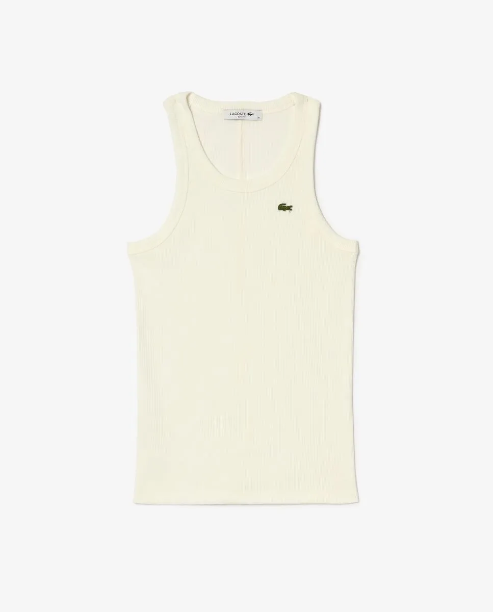 LACOSTE Slim Fit Cotton Tank Top White