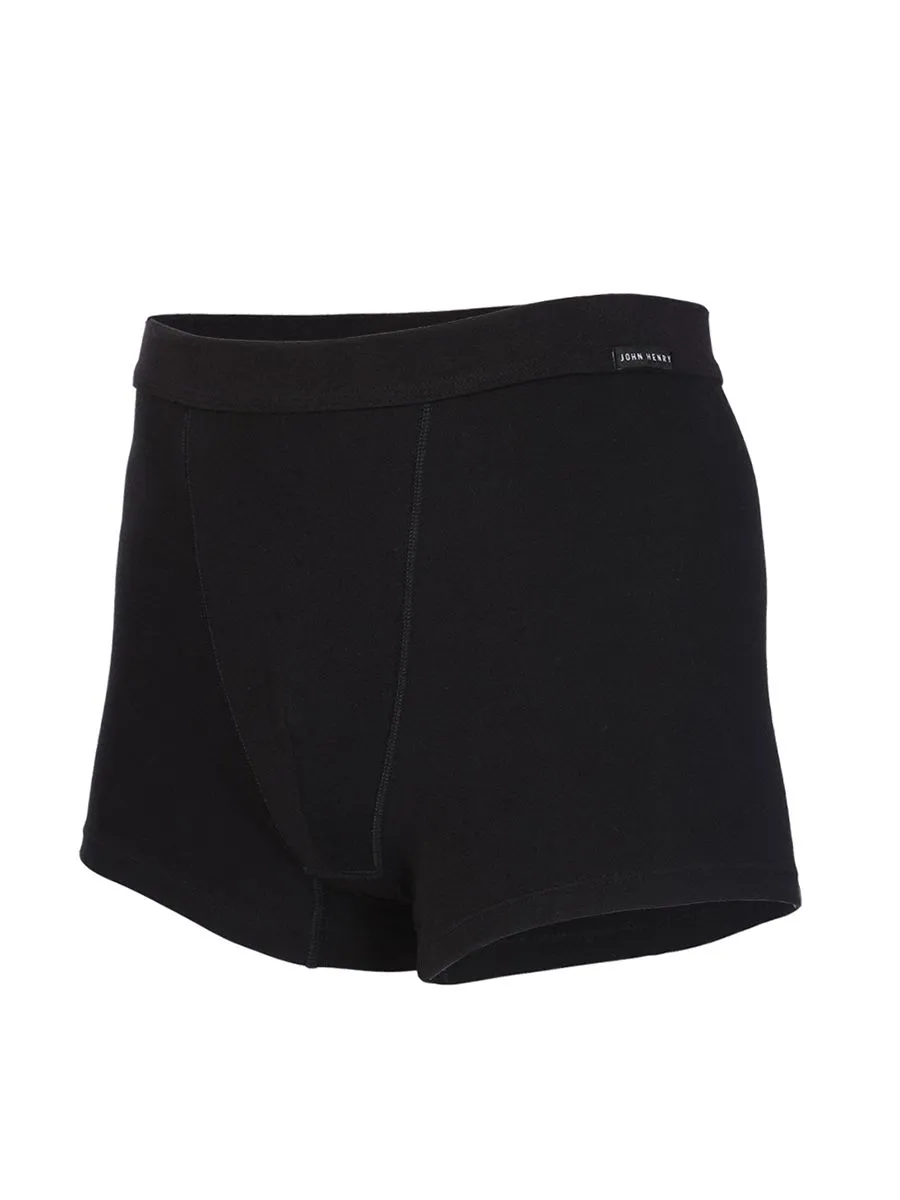 JOHN HENRY INNERWEAR Boxer Brief Men's Cotton Rib - Black (Pack 3)