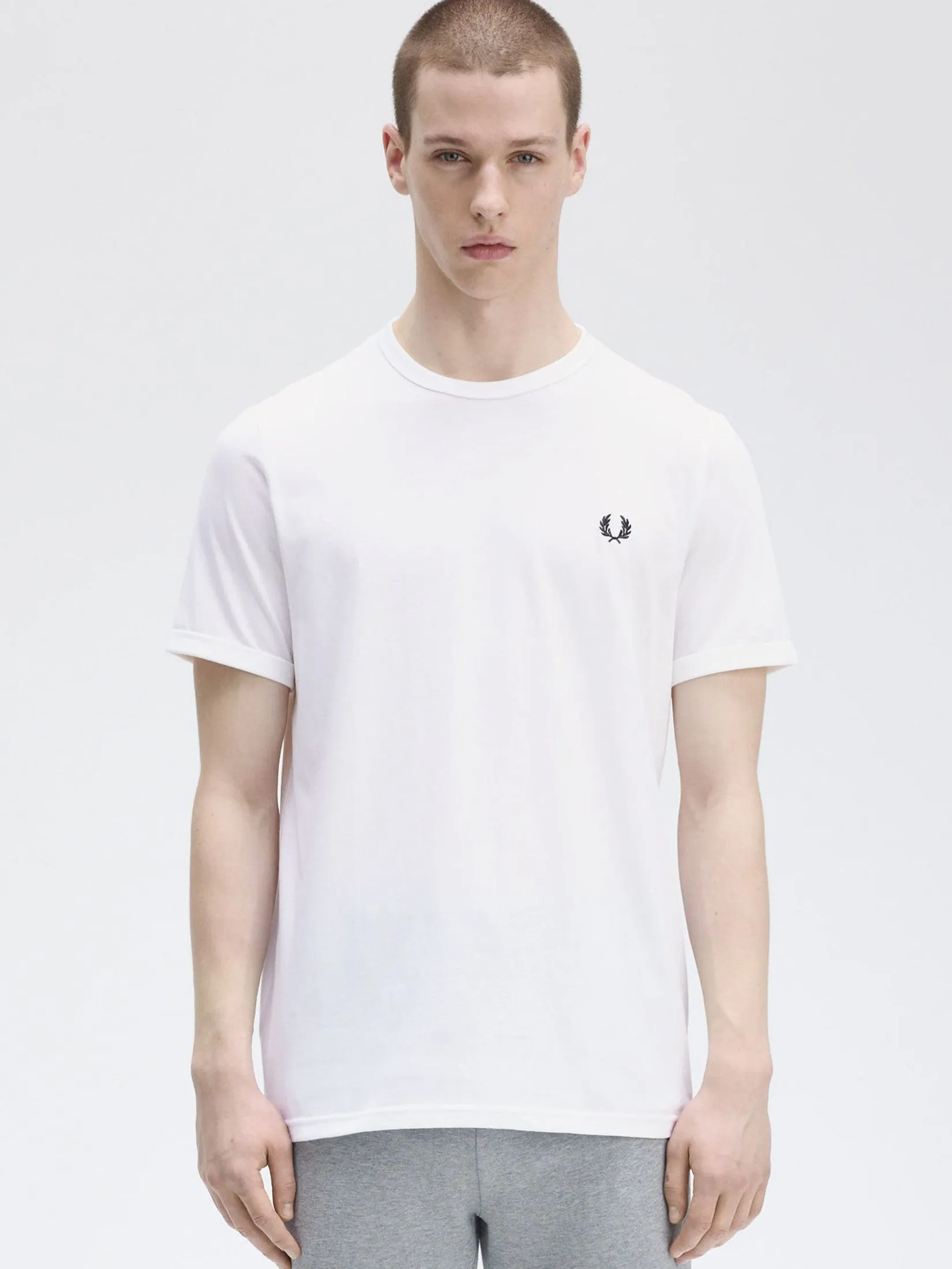 FRED PERRY Men RINGER T-SHIRT White