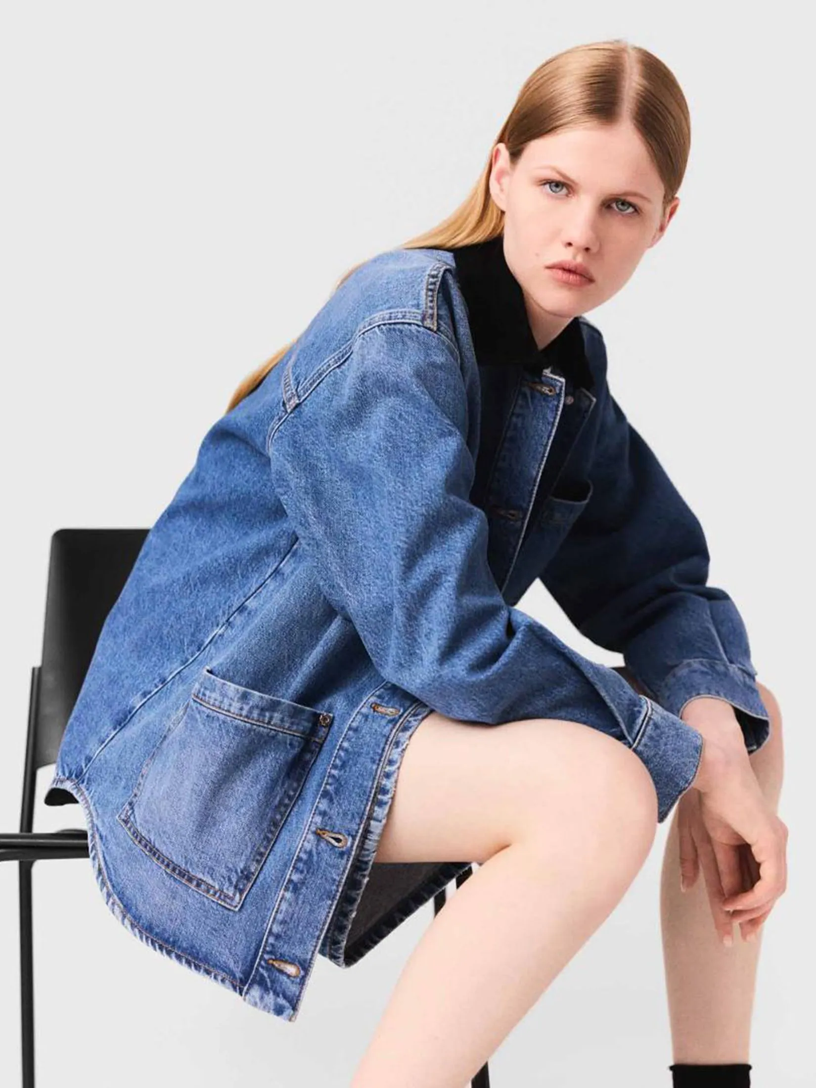 MAJE Women Jacket Faded Denim