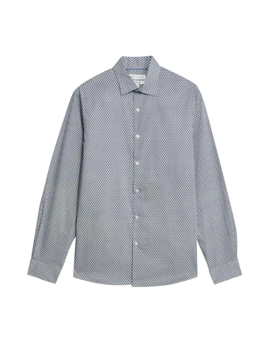 MARKS & SPENCER Men Shirt Regular Fit Easy Iron Pure Cotton F4_Navy Mix