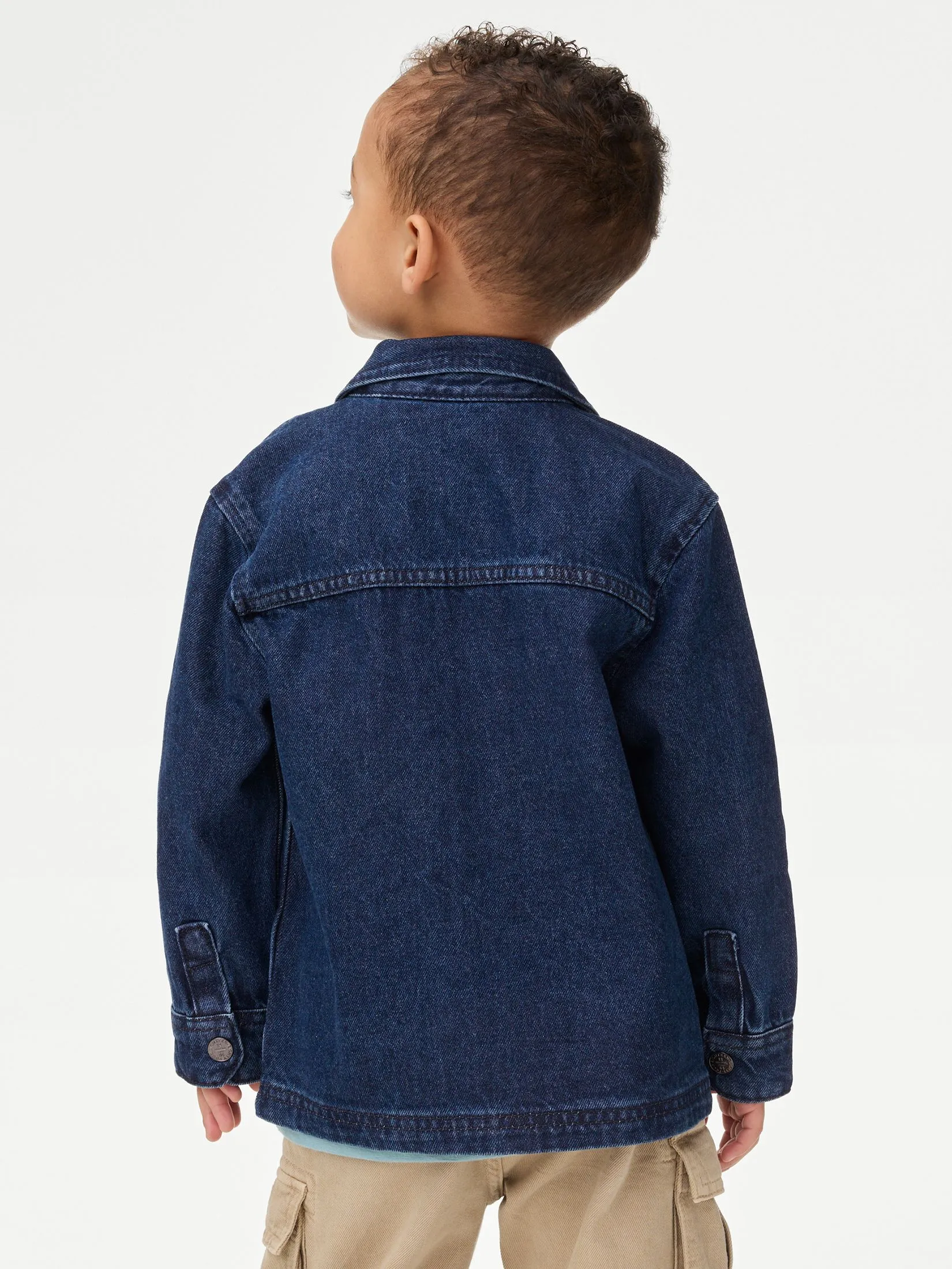MARKS & SPENCER KIDS Boy Toddler Jacket Pure Cotton Badged Denim Denim