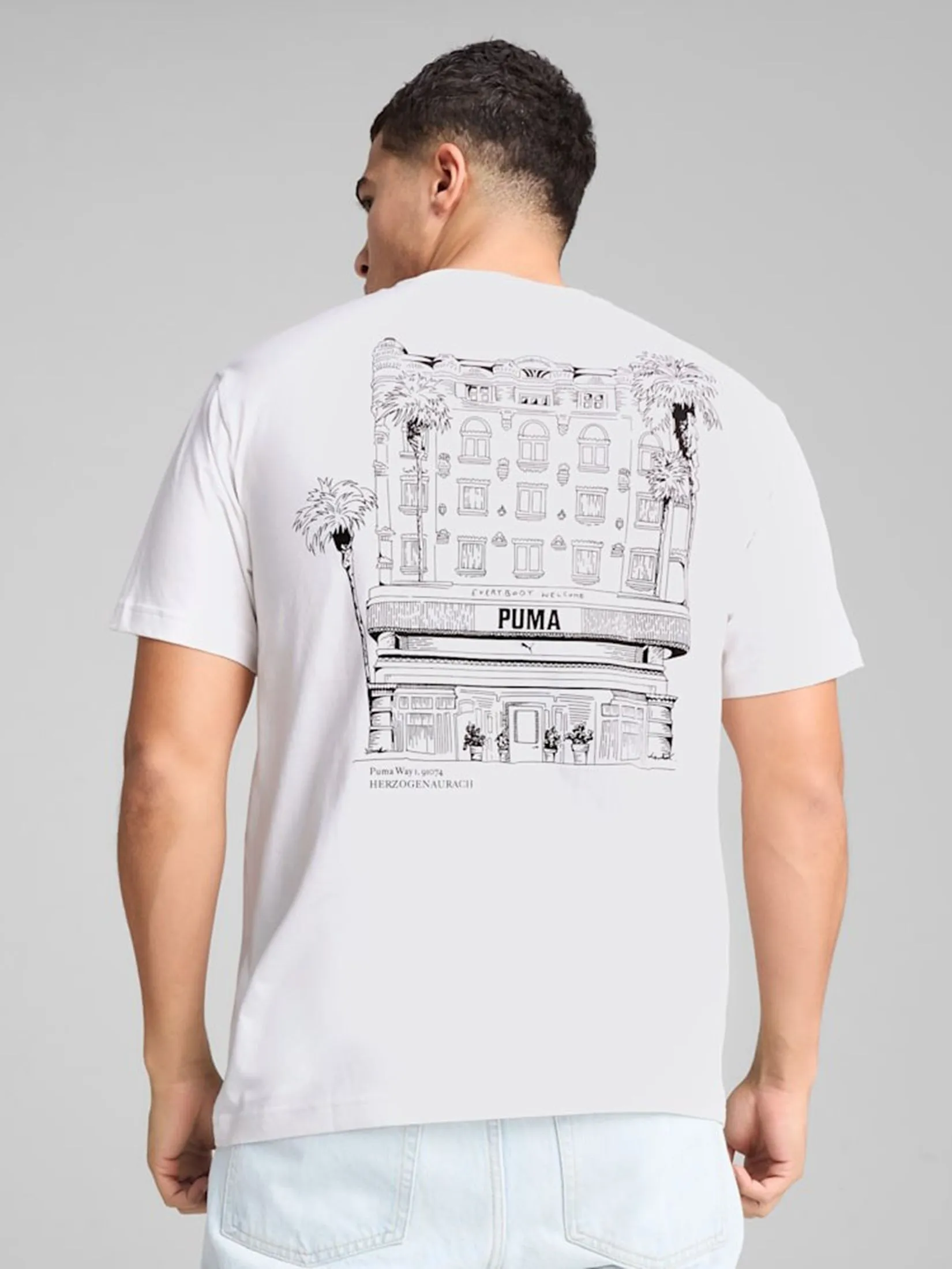 PUMA Men T-Shirt Graphics Hotel Relaxed Puma White