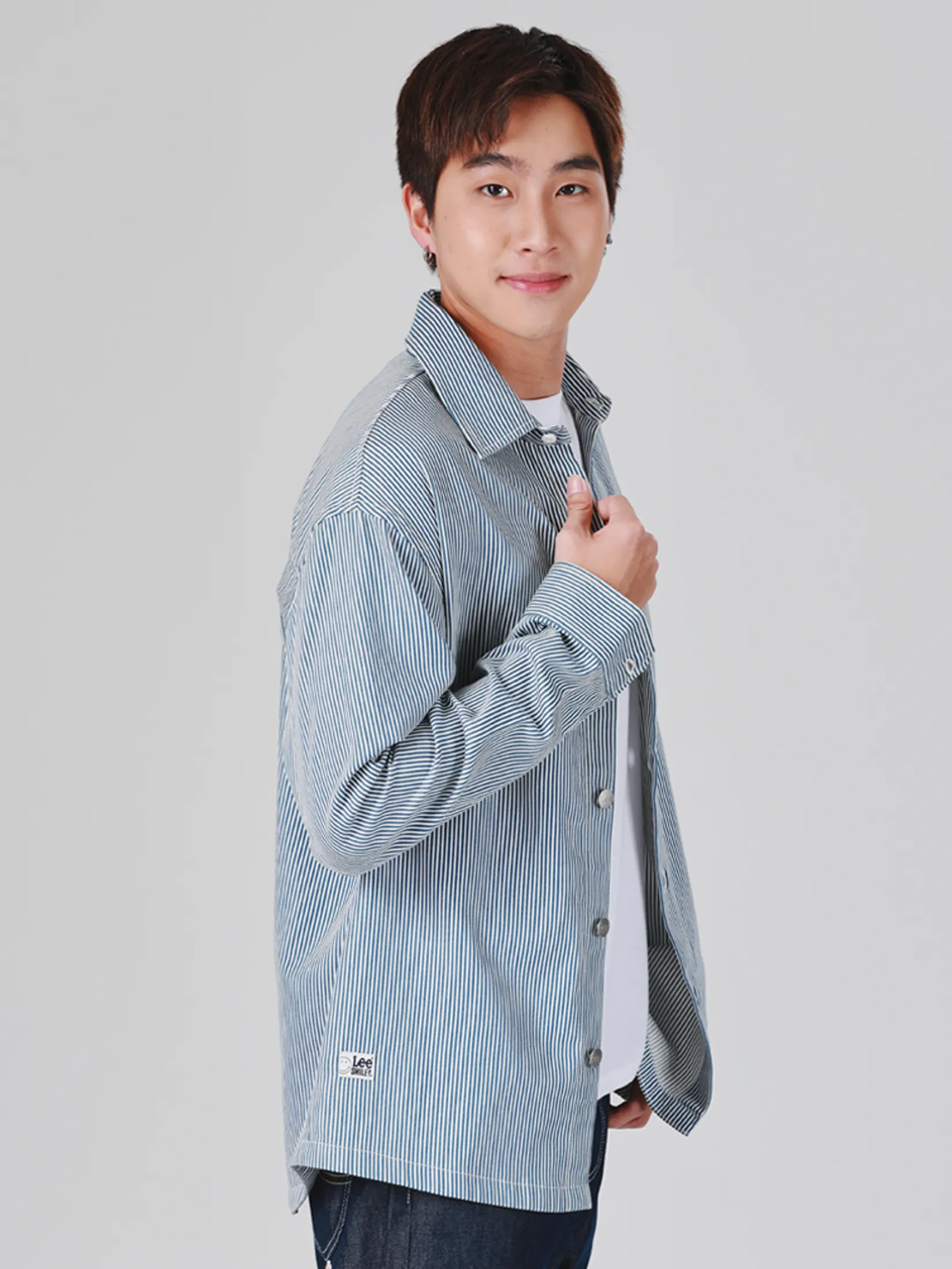 LEE Men s Shirt Long Sleeve Lee Smiley Collection Comfort Fit Blue