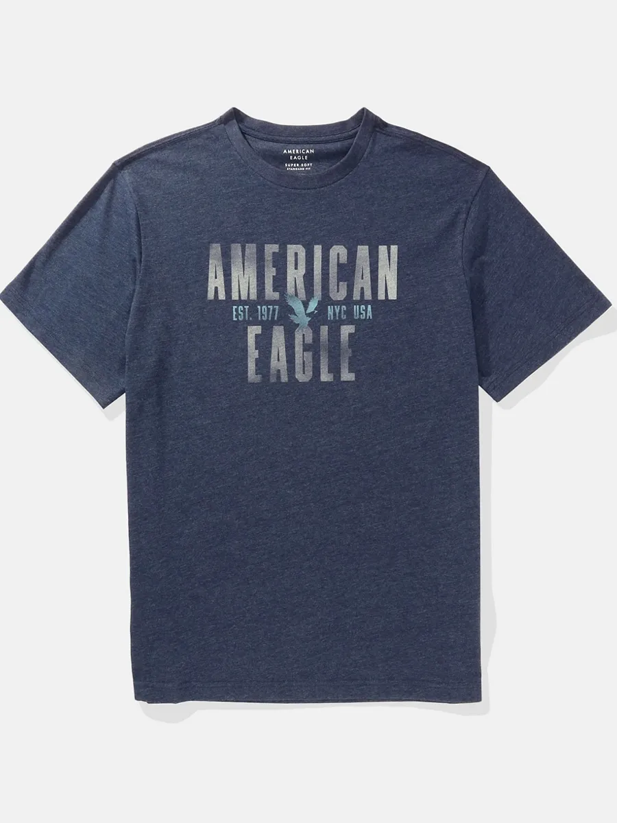 AMERICAN EAGLE MEN G SS SP/SUM CORE BRAND SET IN TEE- CVC 160 DD + SERIOUSLY SOFT WASH 410 NAVY