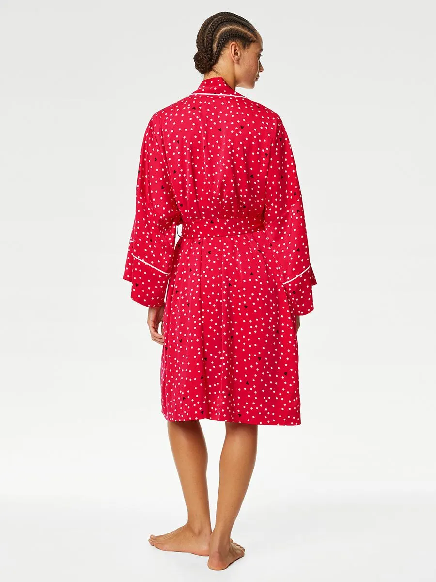 MARKS & SPENCER Women Wrap Dream Satin Polka Dot Ruby