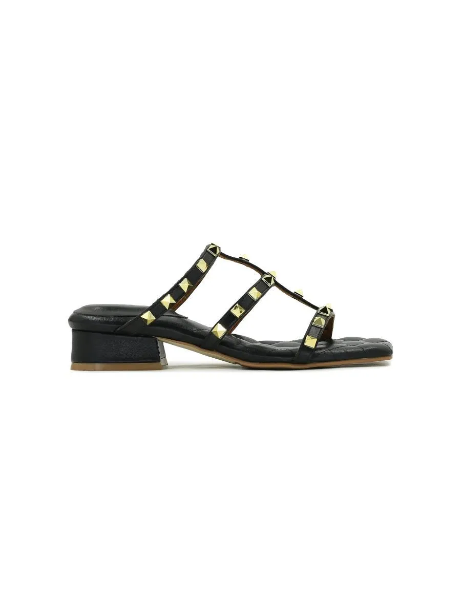SHU WOMEN  PALETTE SOFT 1" ROCKSTUDS SLIDES SANDALS - BLACK