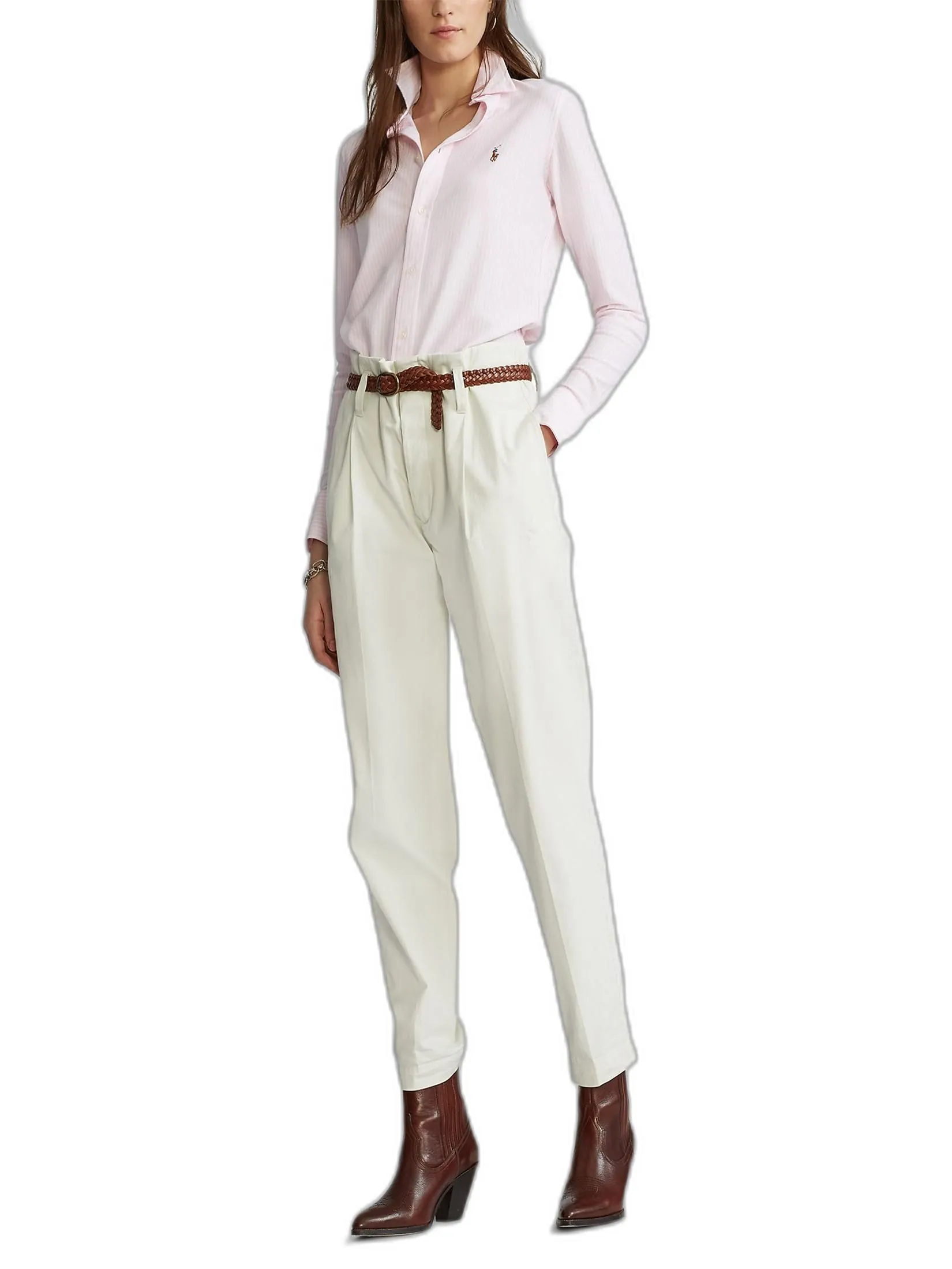 POLO RALPH LAUREN SHIRT-Striped Knit Oxford Shirt WMPOKNIN6820164 650 PINK