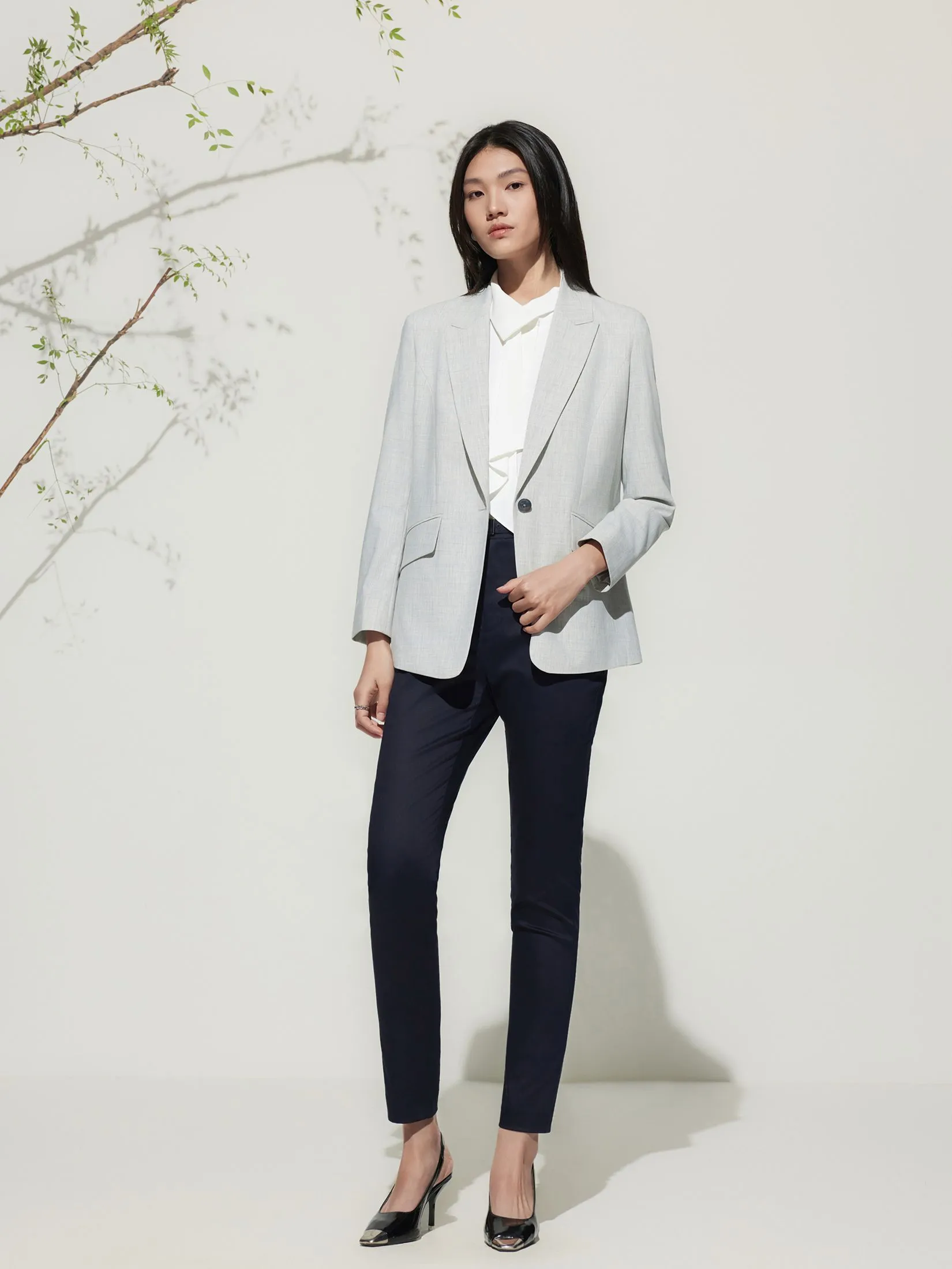 G2000 Women Clothing Cotton Blend Ankle Skinny Casual Pants With Belt Ankle Skinny Shape - Navy