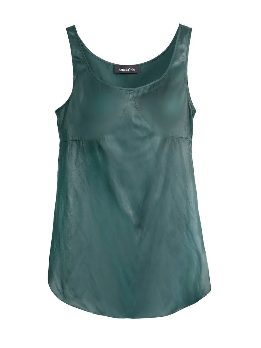 SENADA WOMEN DEEP GREEN SLEEVELESS BLOUSE