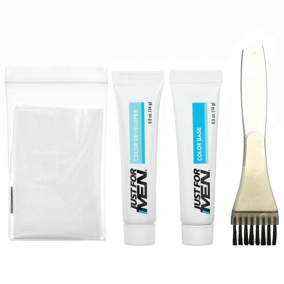 Just for Men, краска для усов и бороды, нанесение кисточкой, средний/темный коричневый М-40, 1 набор многократного применения