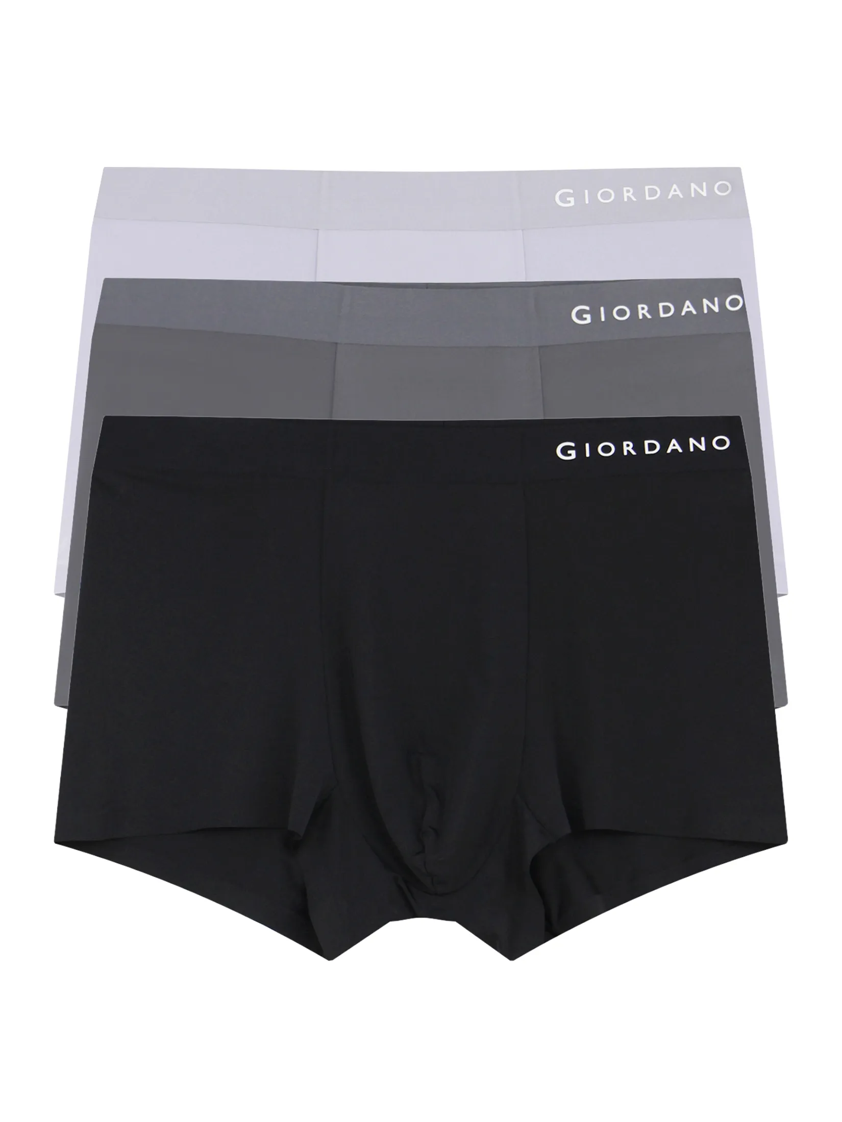 GIORDANO Men s Ice Silk Cool Trunks (3 pieces/pack) Black/Grey/Grey Multicolor