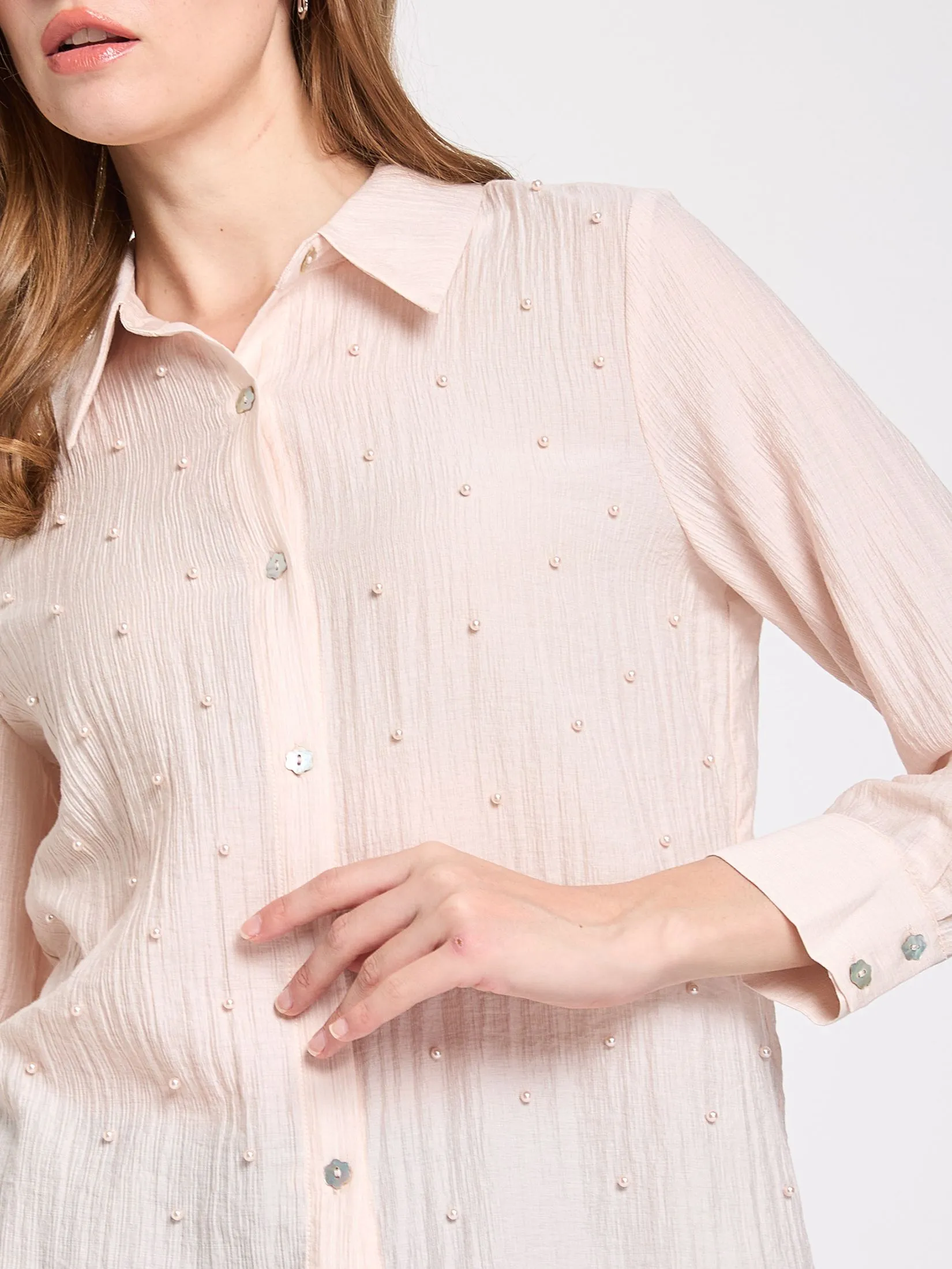 FOF Women Shirt with Pearls Decorated