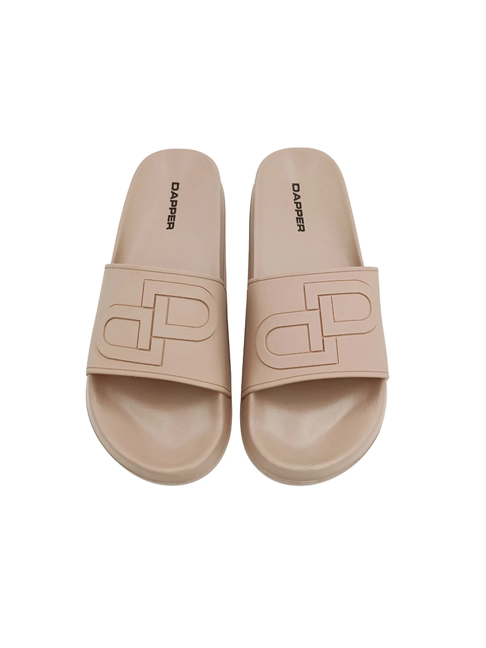 DAPPER DAPPER DP Icon Embossed Pool Slide Sandals Beige