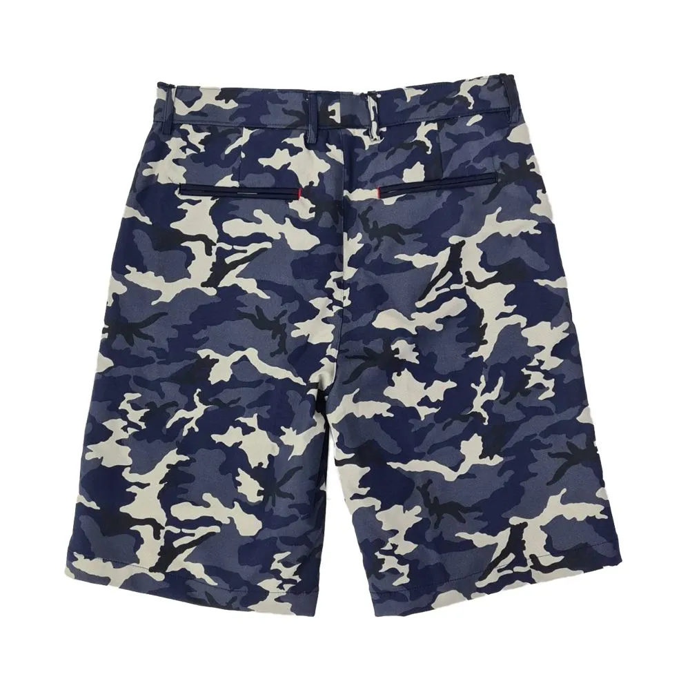 BROWNE & CO. Navy Blue Camouflage Cotton Shorts