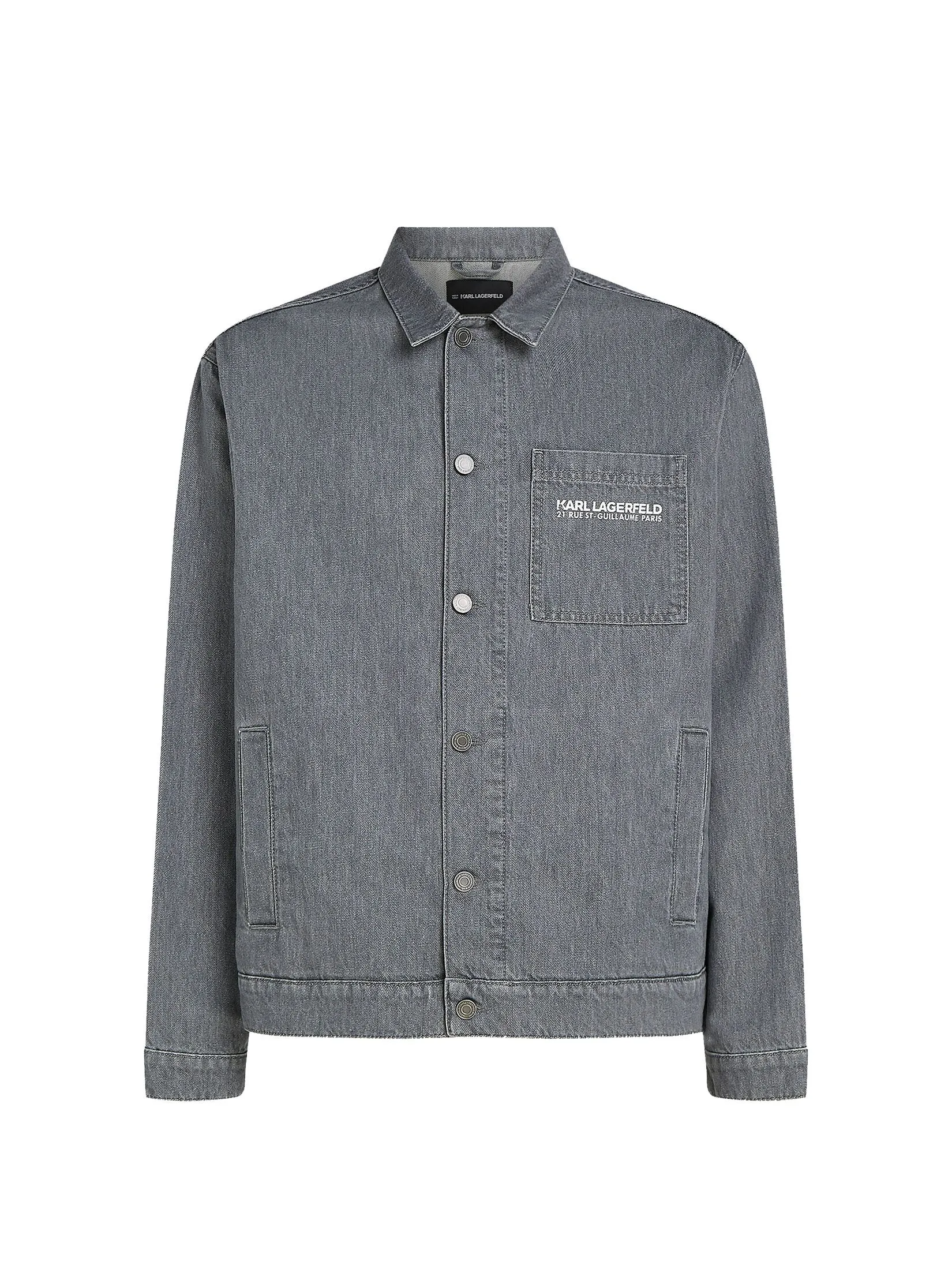KARL LAGERFELD RSG WASHED DENIM JACKET WASHED WET WEATHER GREY