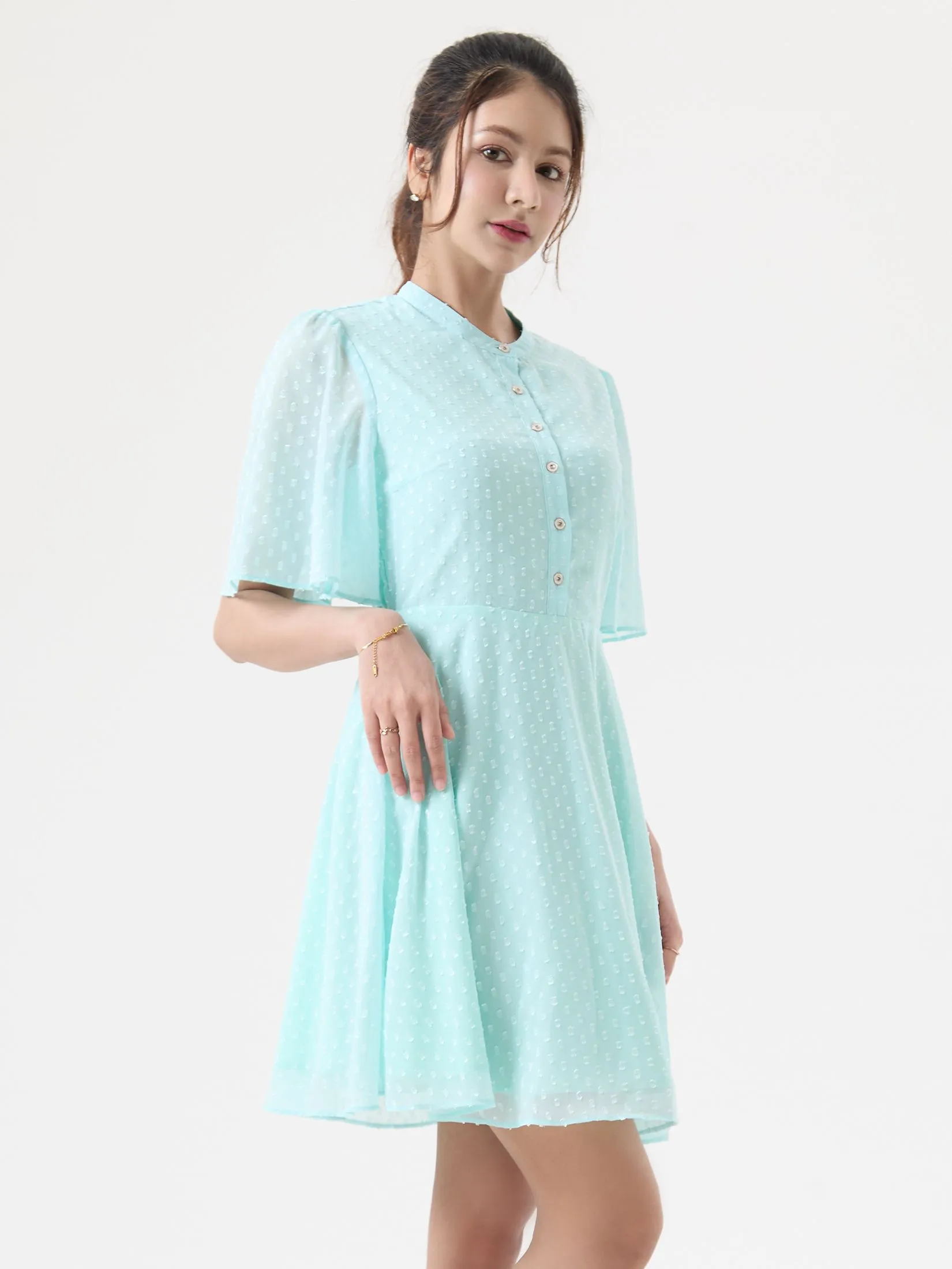 EP Mint Green Clip Dot Dress Woman Green