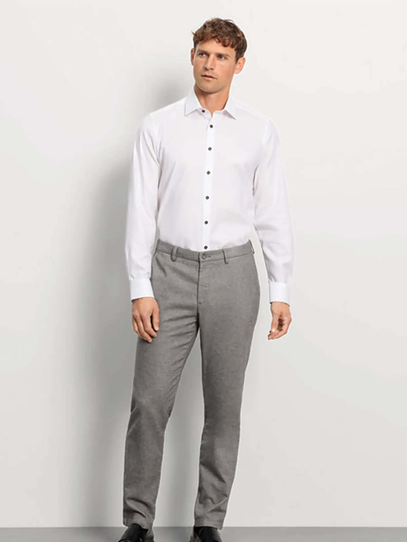 OLYMP MEN SHIRT LONG SLEEVES BUSINESS SHIRT BODY FIT WHITE