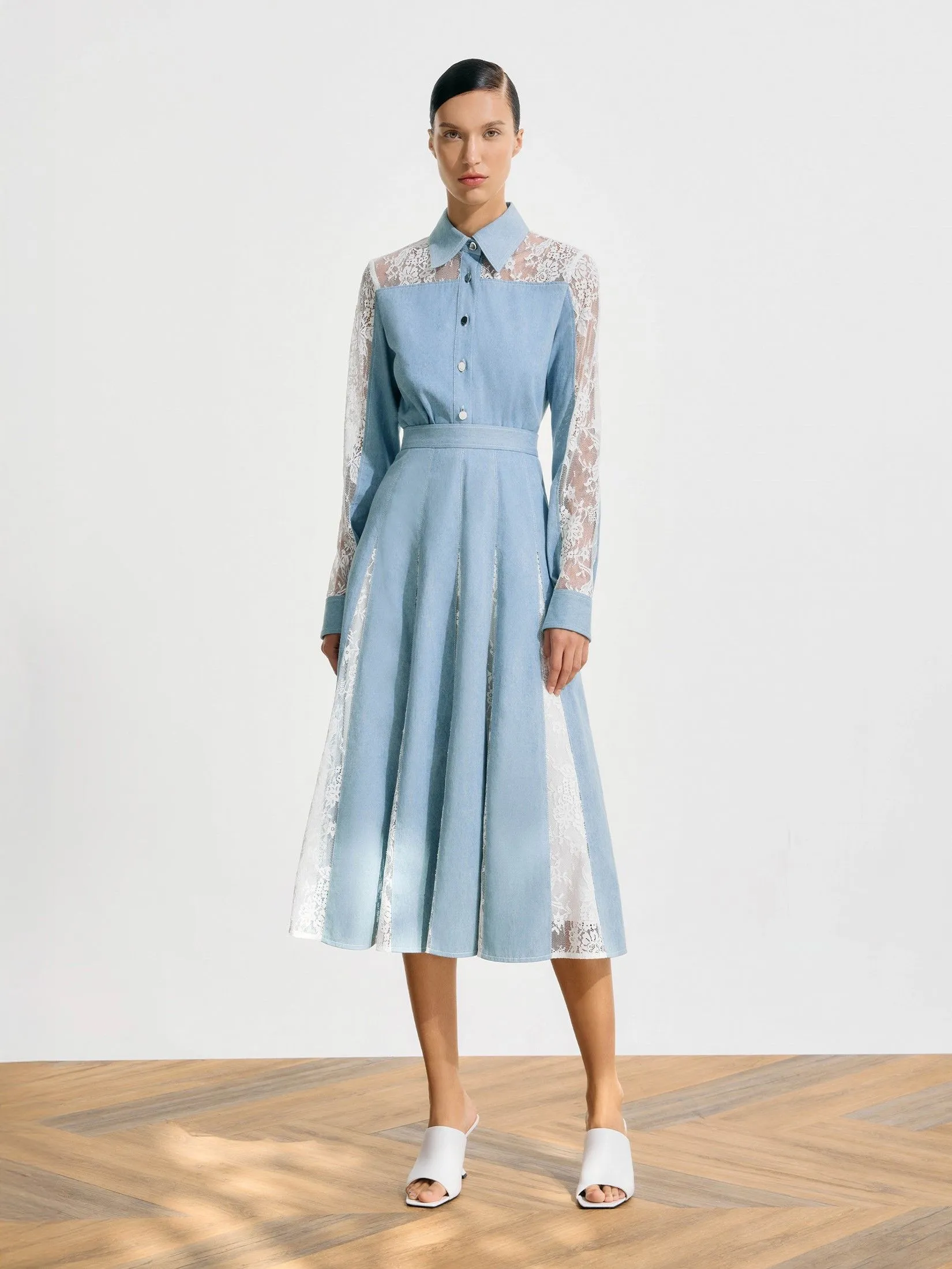 ASAVA (SS25)Hayden Denim Lace Women Skirt Light Blue