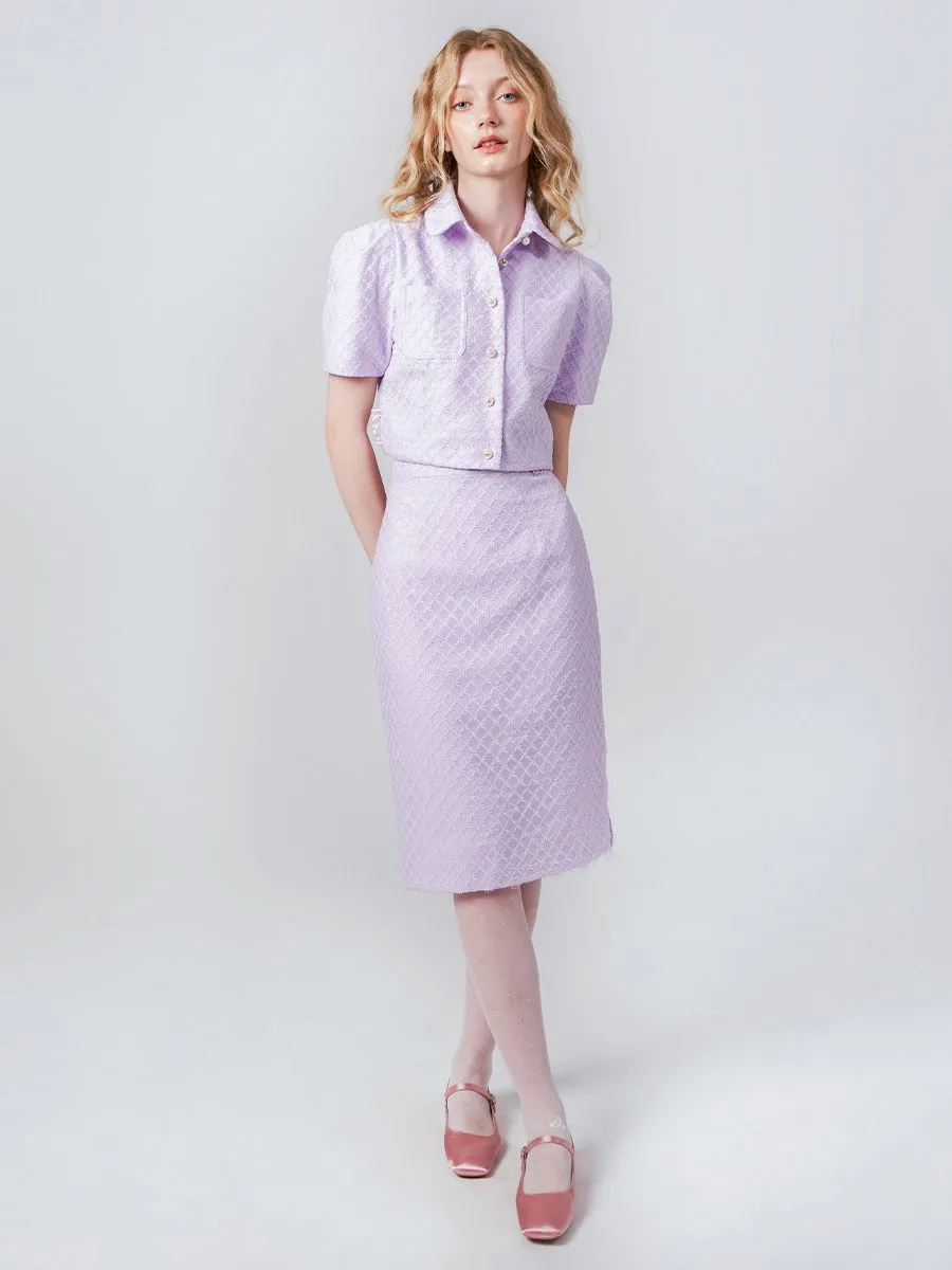 KLOSET (PF24)Lace pencil skirt Purple