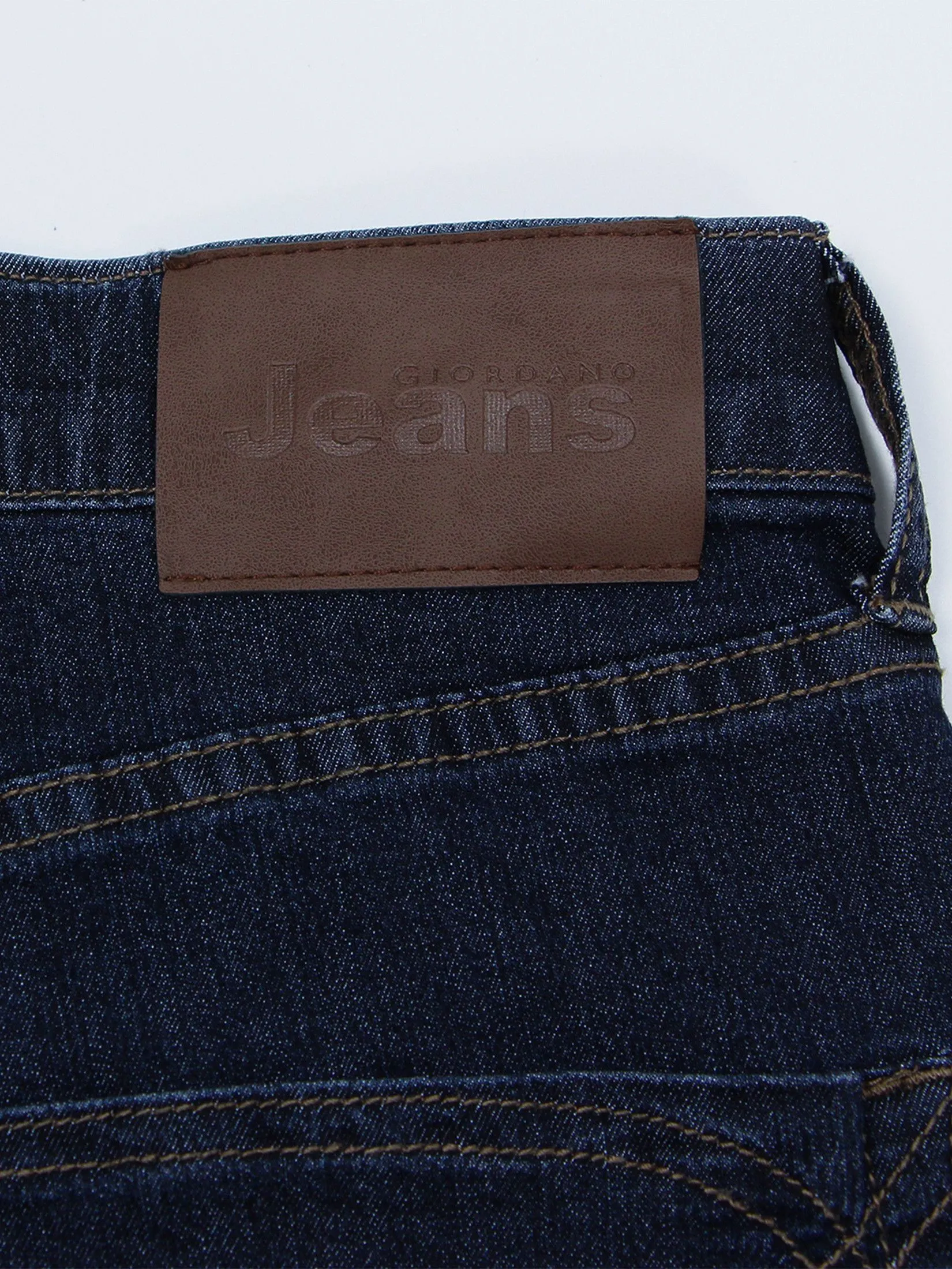 GIORDANO Men's Regular Stretch Denim Jeans(180° Elastic Waist) Dark indigo