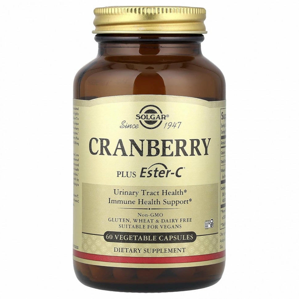 Solgar, клюква и Ester-C, 60 растительных капсул