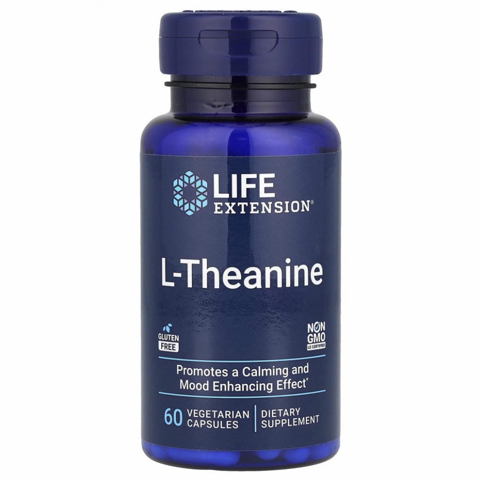Life Extension, L-теанин, 100 мг, 60 растительных капсул