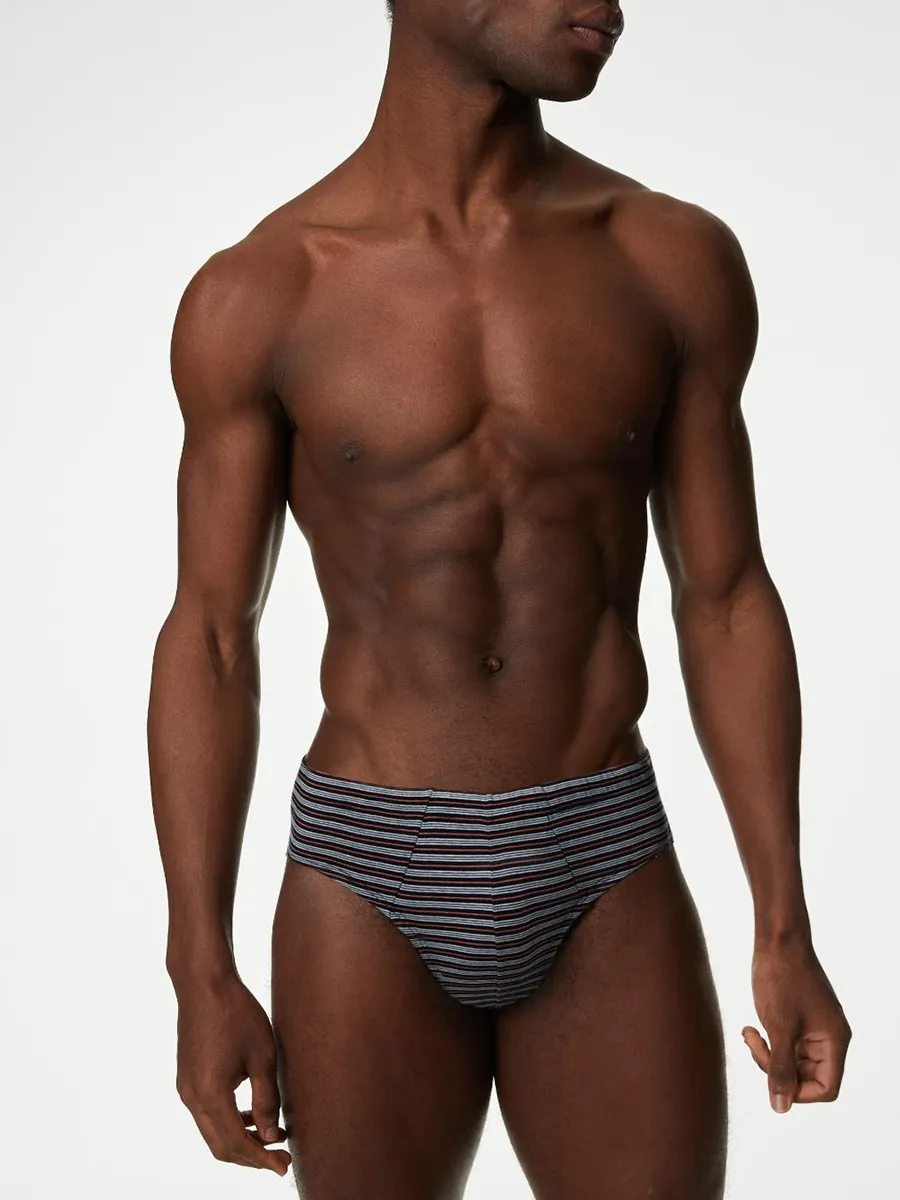 MARKS & SPENCER Men Brief Cool & Fresh Pure Cotton Pattern Slips 5pk Zz_Multi