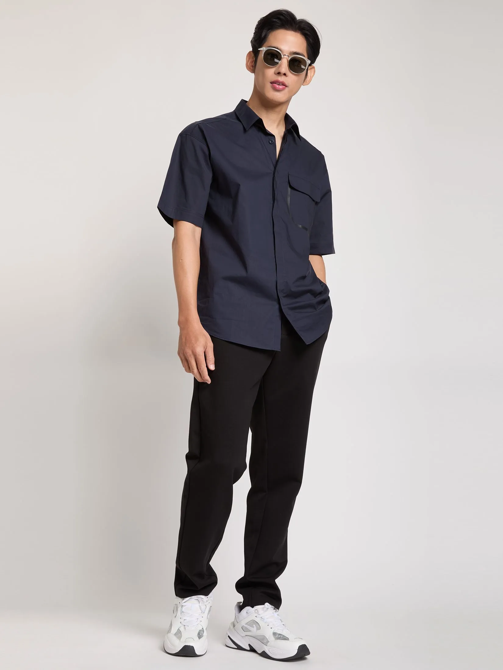 PACIFIC UNION Men Shirt Short Sleeves with Pockets Relaxed Fit