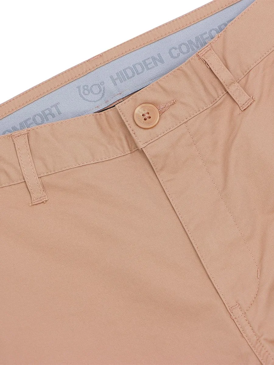 GIORDANO Men's Twill Slim Hidden Comfort Shorts (180° Waistband) Cork Orange