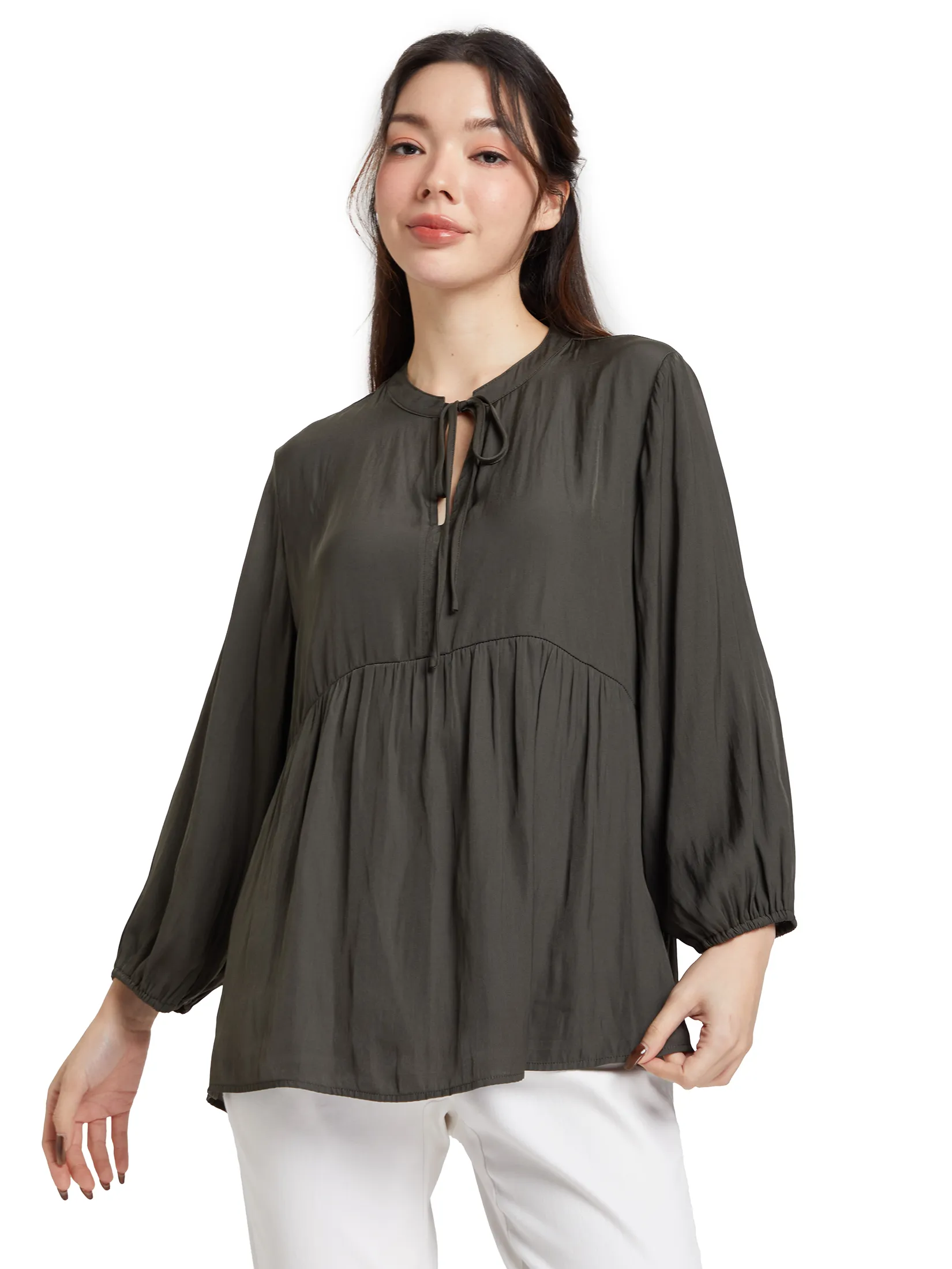 EASY PIECES Women Blouse Long Sleeves Round Neck