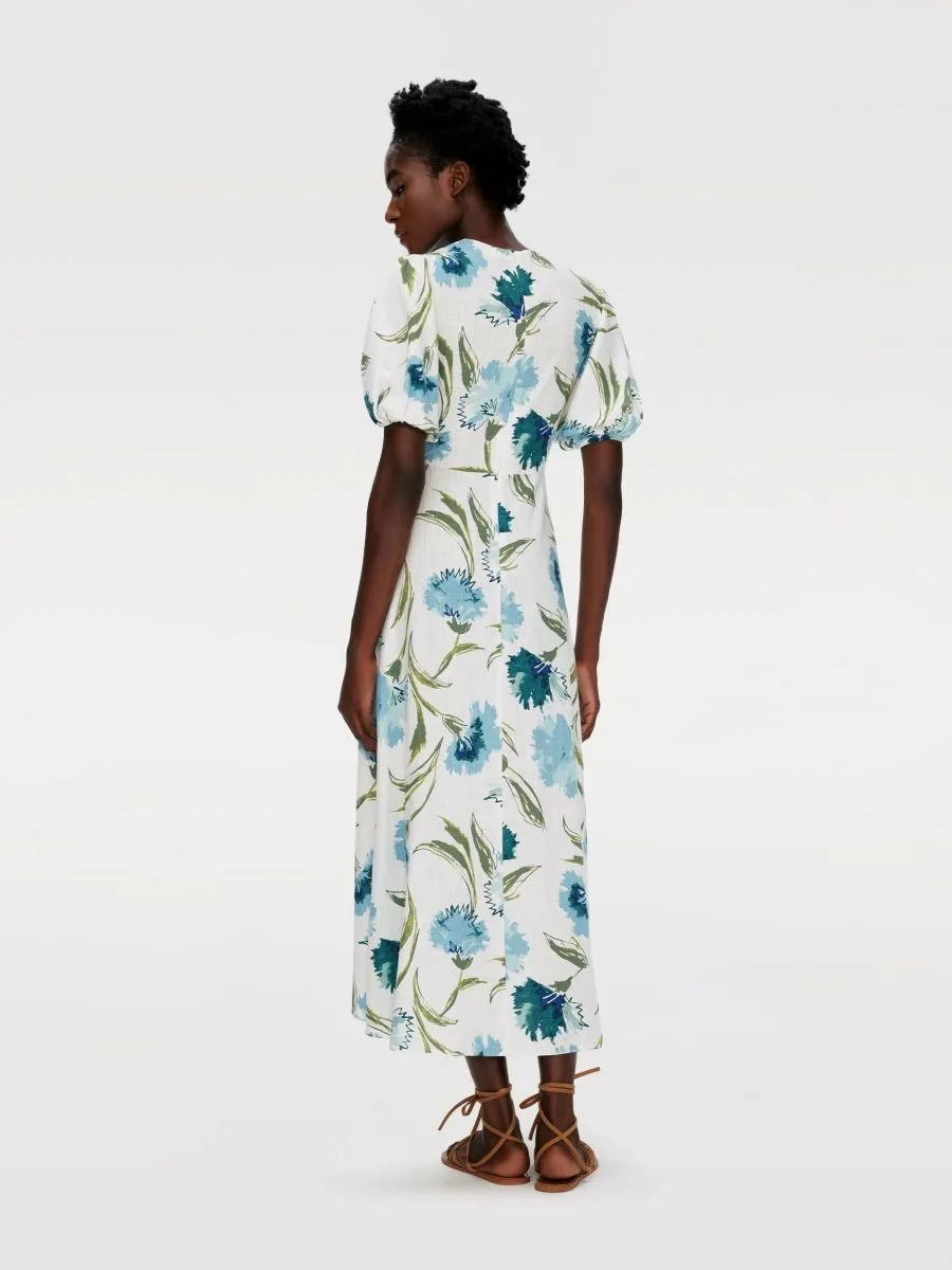 DIANE VON FURSTENBERG WOMEN DVF MAJORIE DRESS DIANTHUS LARGE LG BLUE