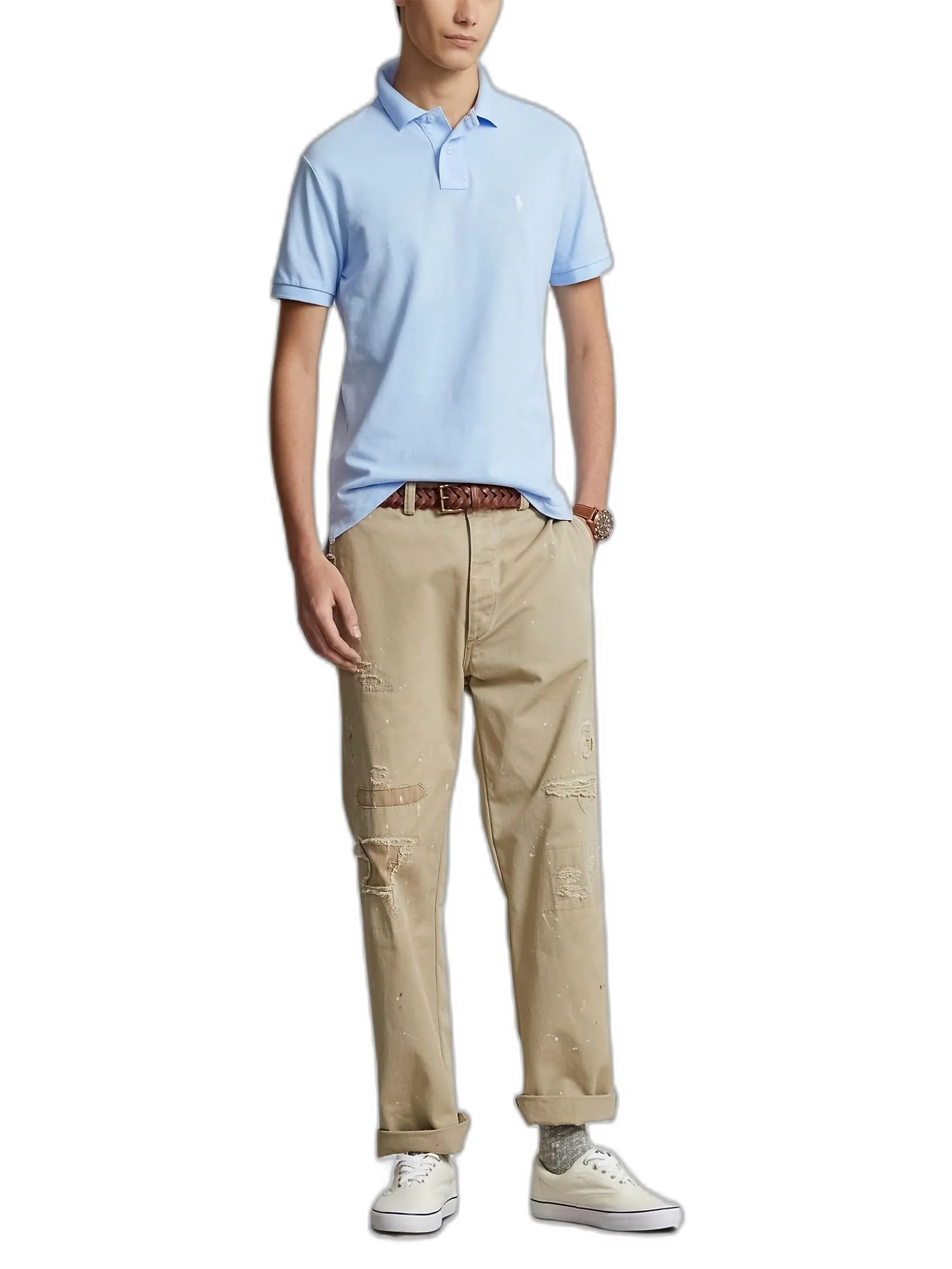 POLO RALPH LAUREN Polo Ralph Lauren POLO-Custom Slim Fit Mesh Polo Shirt MNPOKNI1N820491 400 BLUE