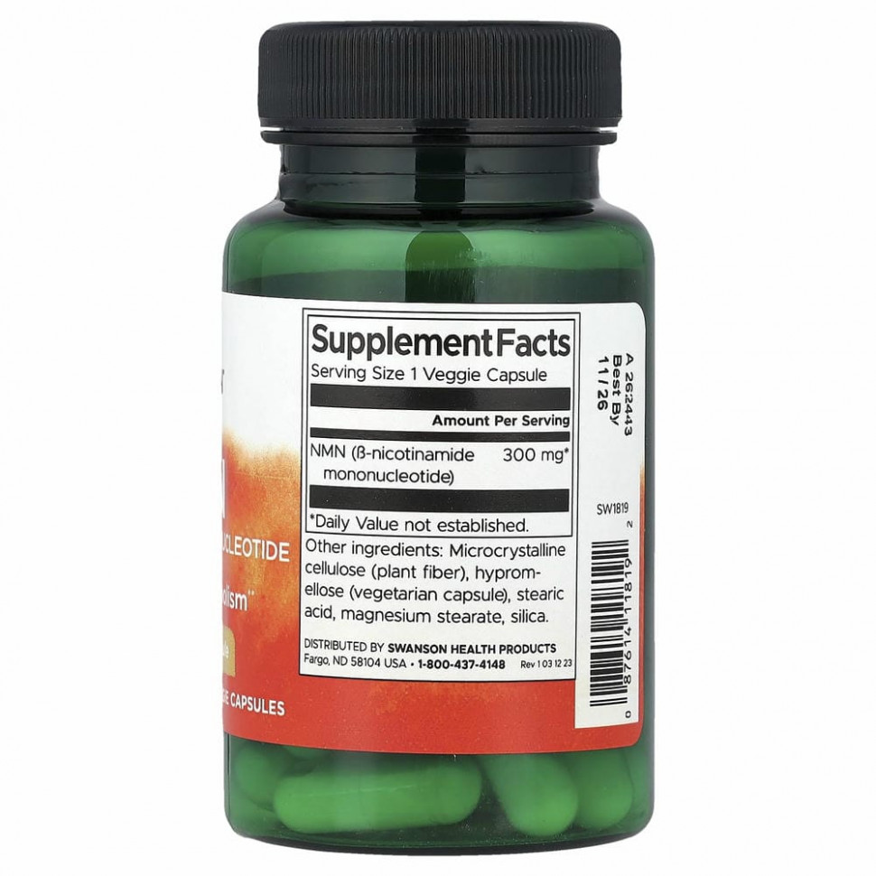 Swanson, NMN, 300 мг, 30 растительных капсул