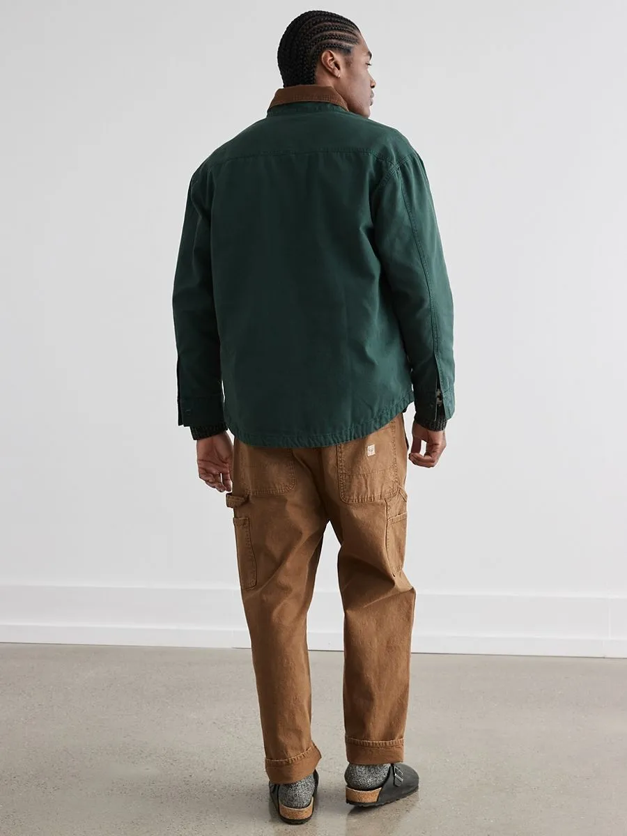 AMERICAN EAGLE MEN DARKEST SPRUCE FLANNEL LINED CANVAS OVERSHIRT 337 PINE