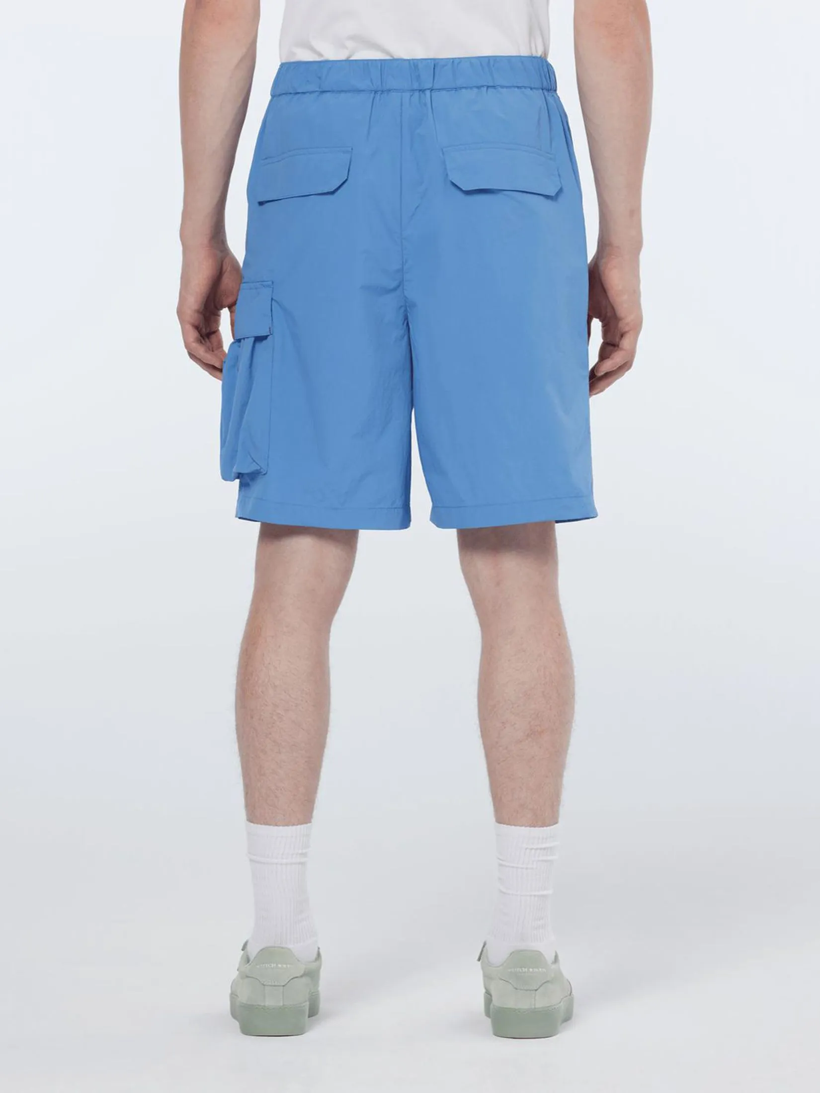 SCOTCH&SODA Men Cargo Short Lightweight Nylon Relaxed Fit Lake Blue