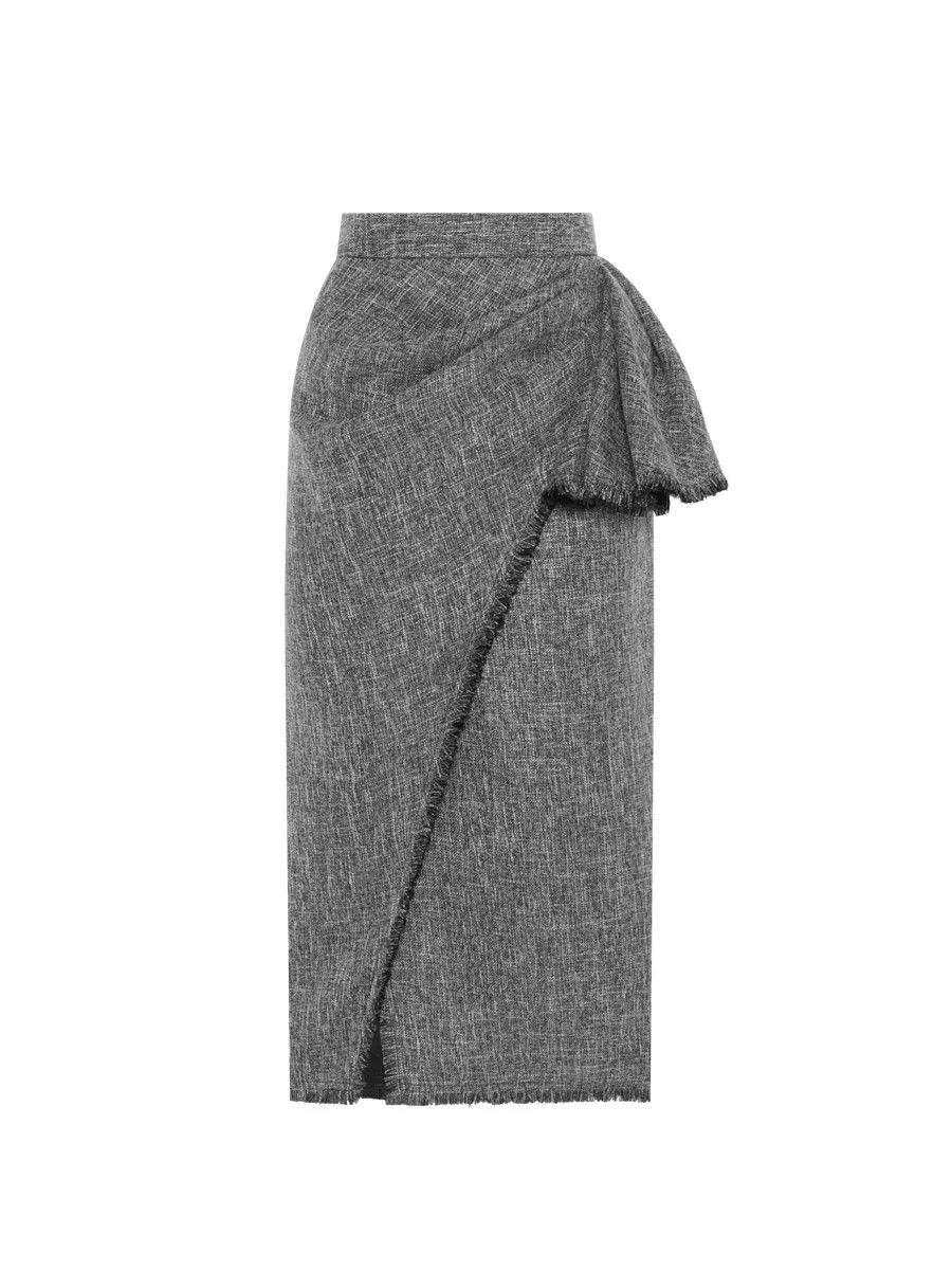 ASAVA ( SS24 )Everly Ruffle Women Midi Skirt Black